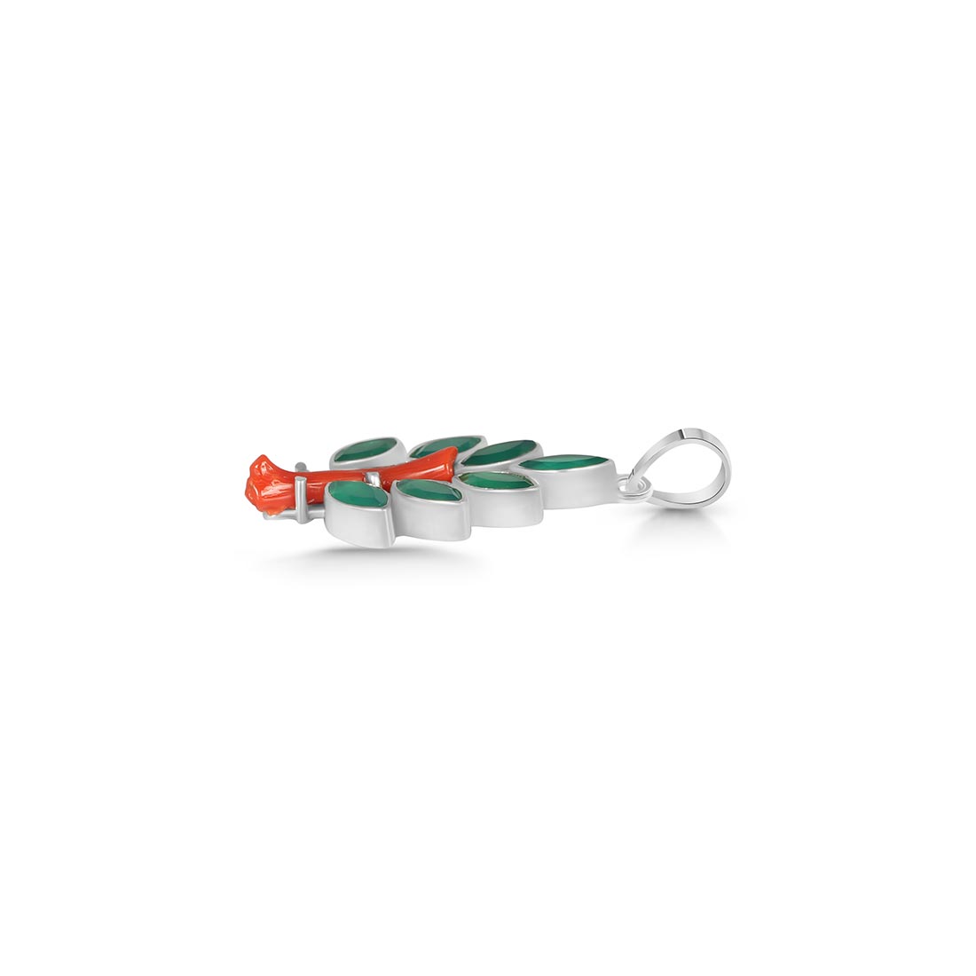 Red Coral / Green Onyx Pendant-(COR-P-90.)