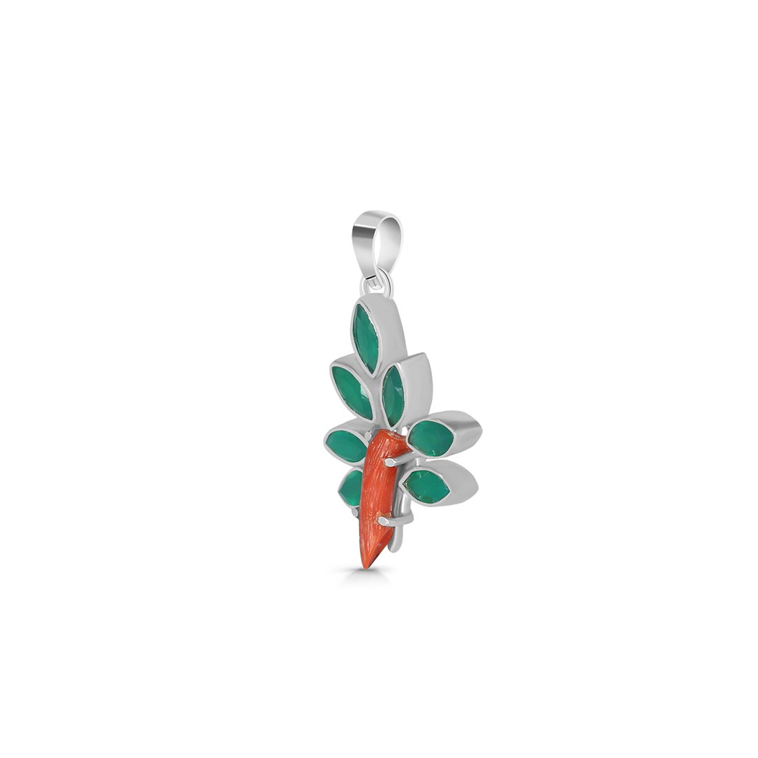 Red Coral / Green Onyx Pendant-(COR-P-93)