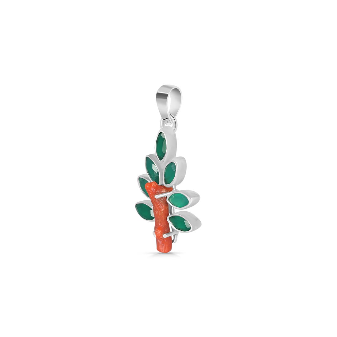 Red Coral / Green Onyx Pendant-(COR-P-95.)