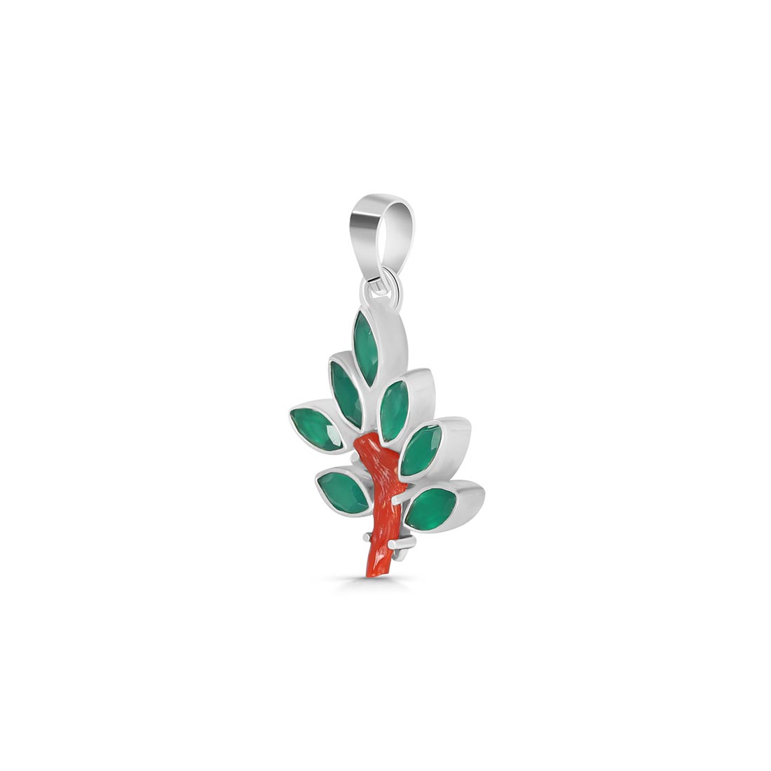 Red Coral / Green Onyx Pendant-(COR-P-99.)