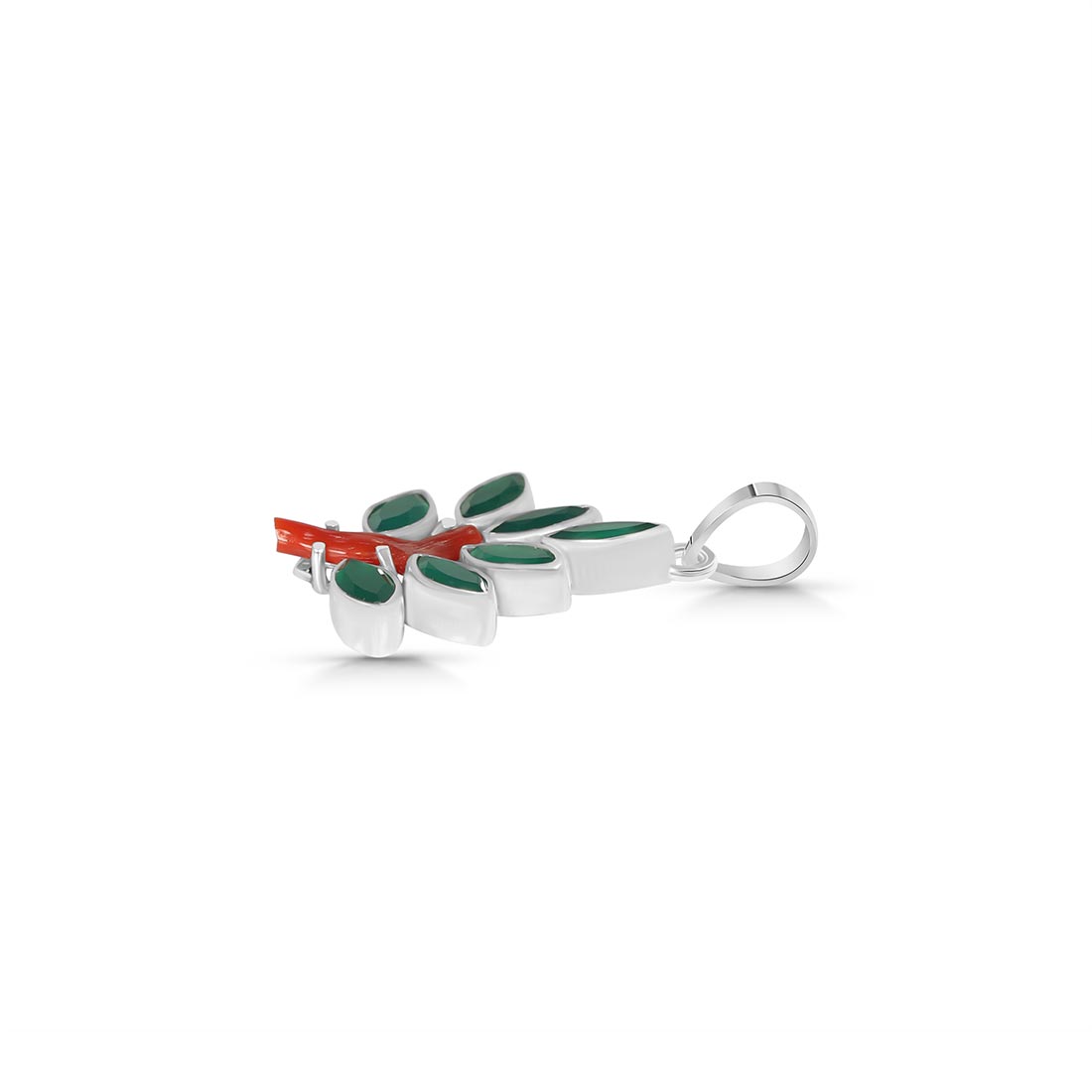 Red Coral / Green Onyx Pendant-(COR-P-99.)