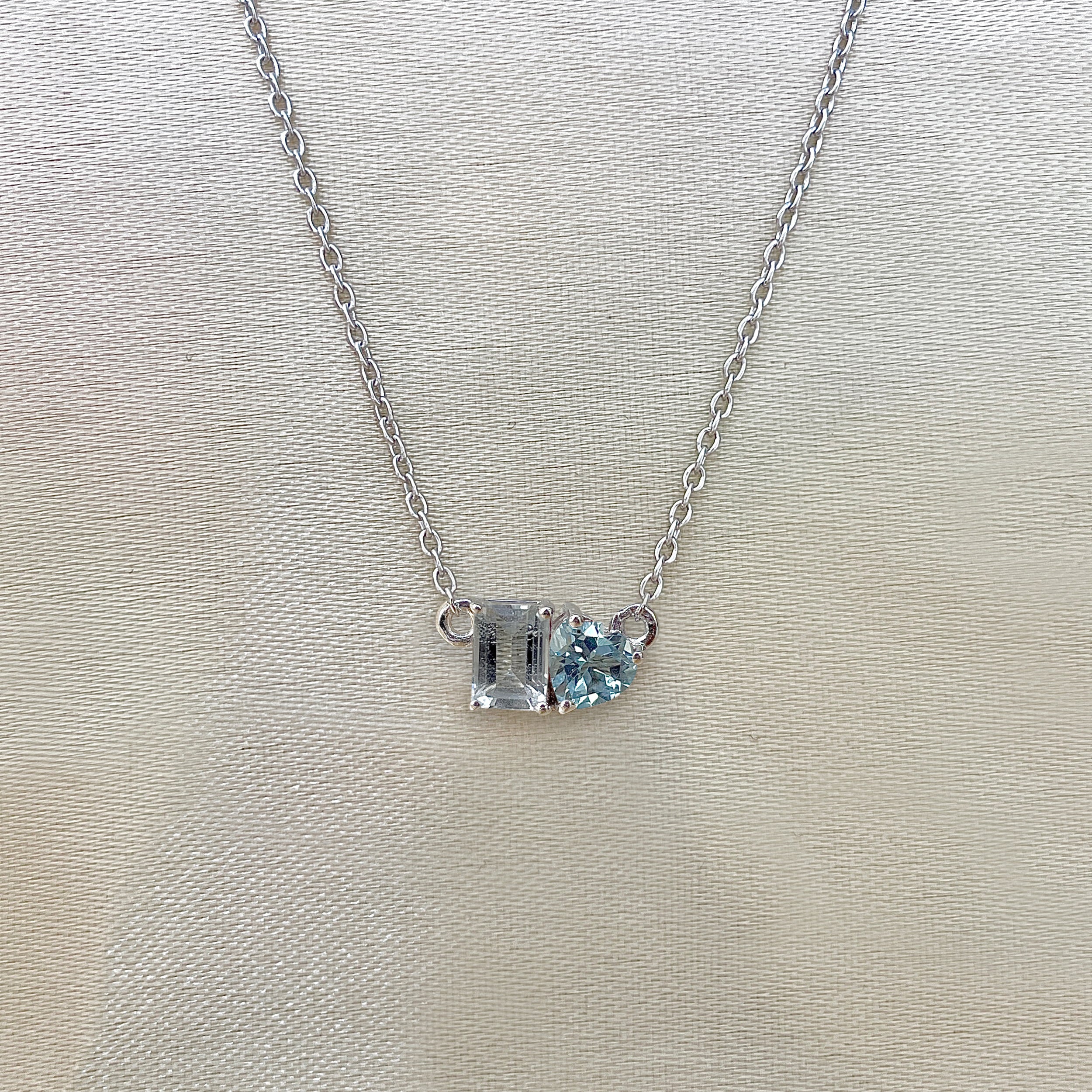 Blue Topaz & White Topaz Necklace-(BTZ-SN-586.)