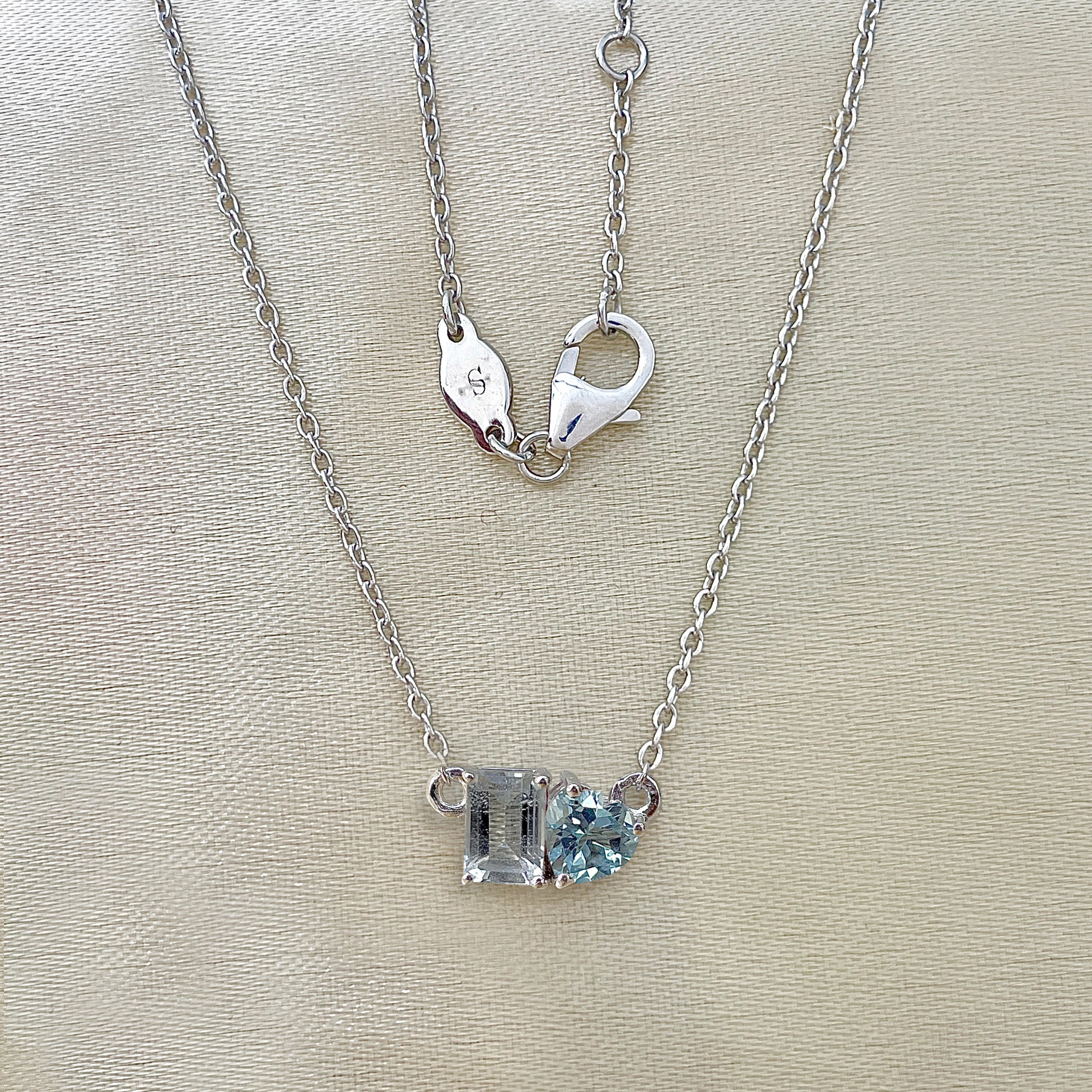 Blue Topaz & White Topaz Necklace-(BTZ-SN-586.)