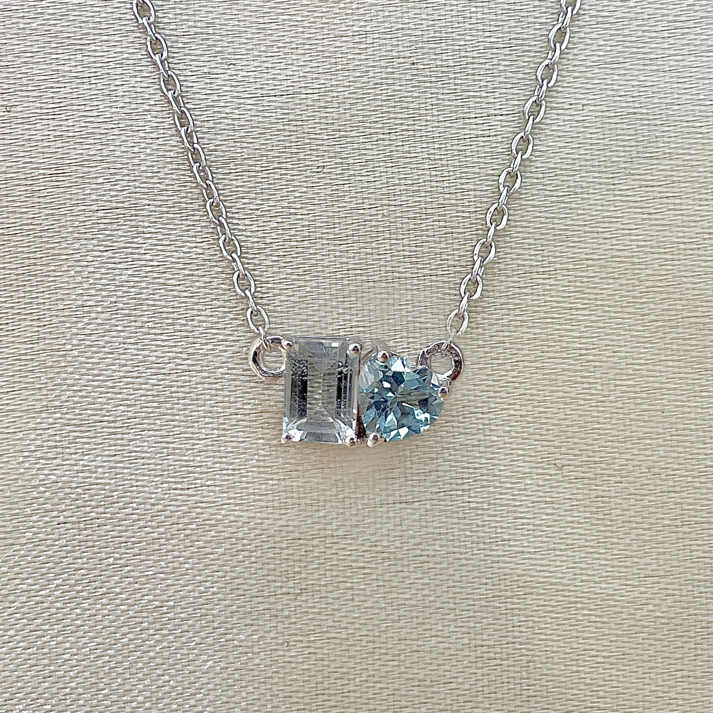Blue Topaz & White Topaz Necklace-(BTZ-SN-586.)