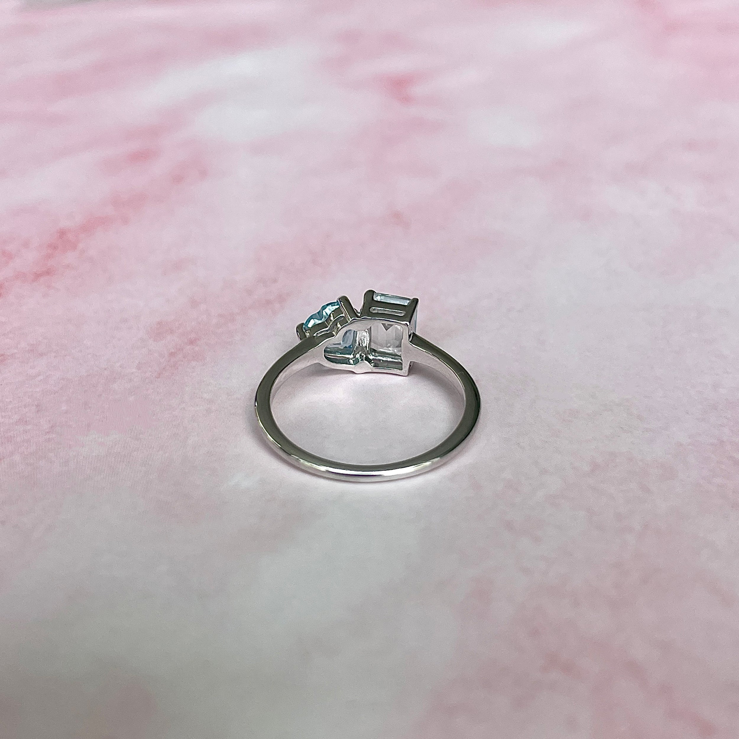 Blue Topaz & White Topaz Ring-(BTZ-SR-3549.)