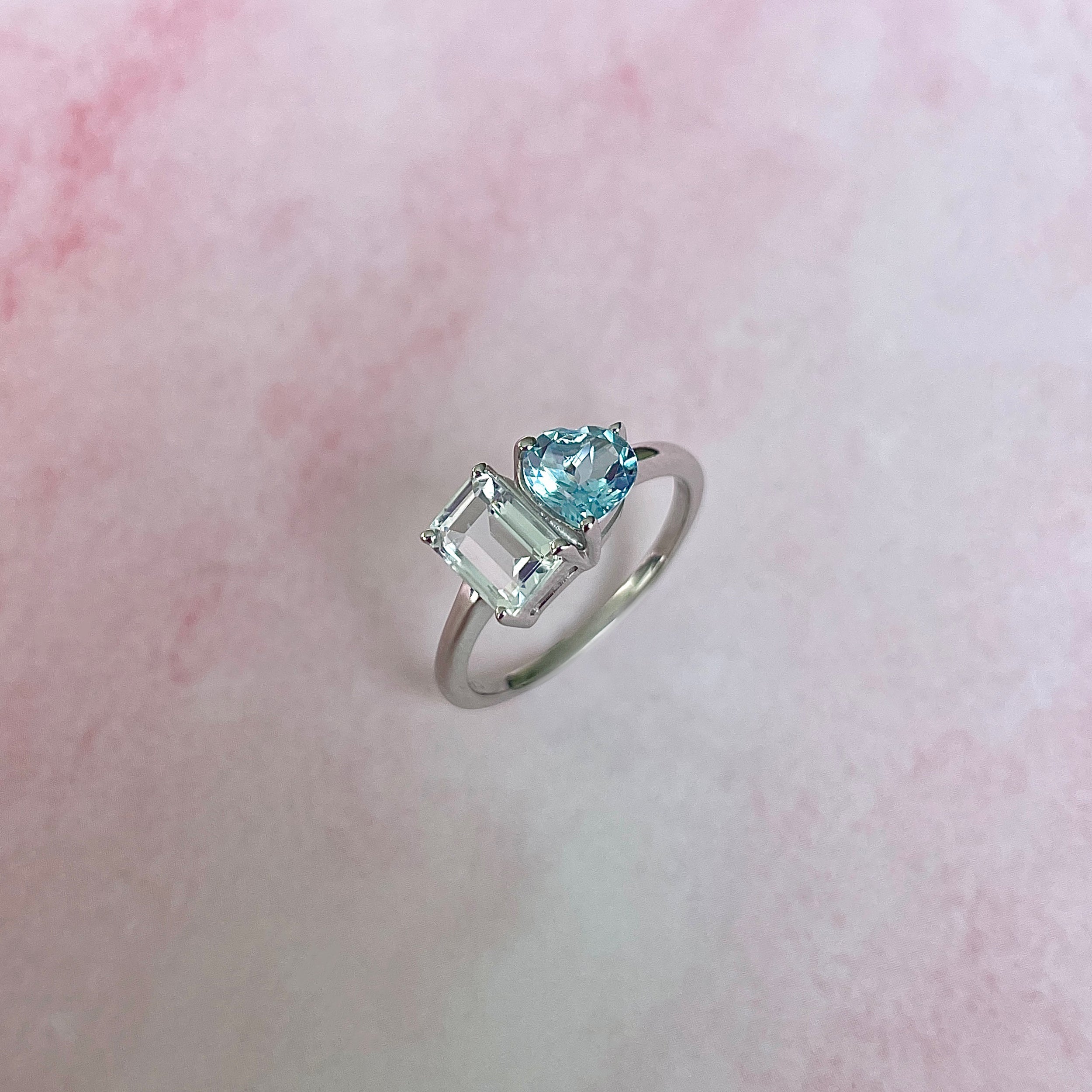 Blue Topaz & White Topaz Ring-(BTZ-SR-3549.)