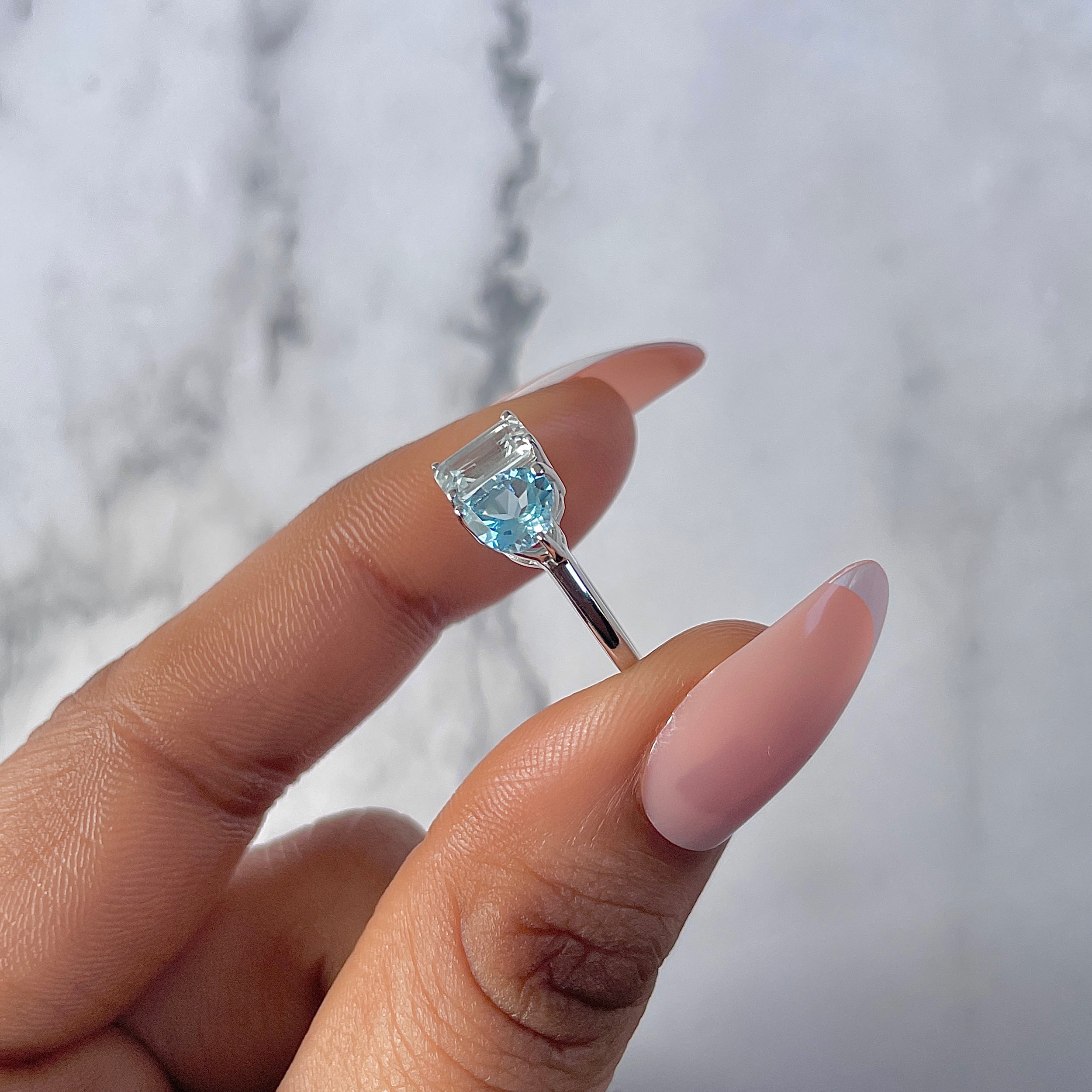 Blue Topaz & White Topaz Ring-(BTZ-SR-3549.)