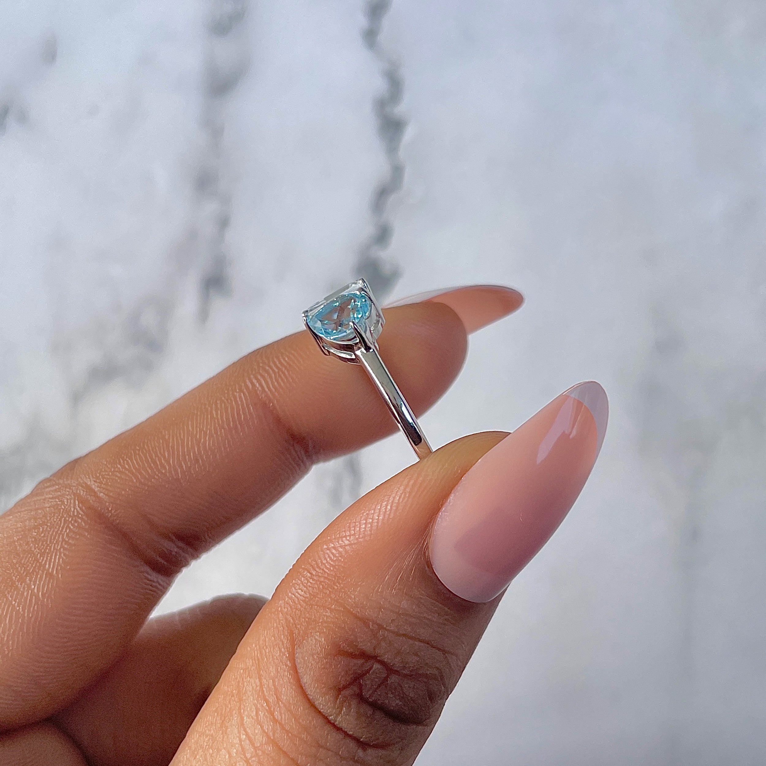 Blue Topaz & White Topaz Ring-(BTZ-SR-3549.)