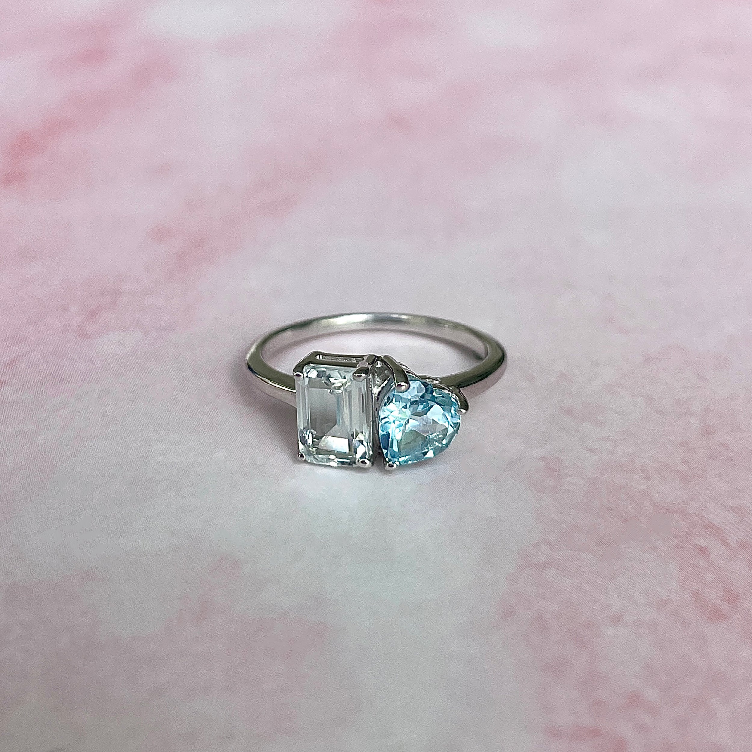 Blue Topaz & White Topaz Ring-(BTZ-SR-3549.)