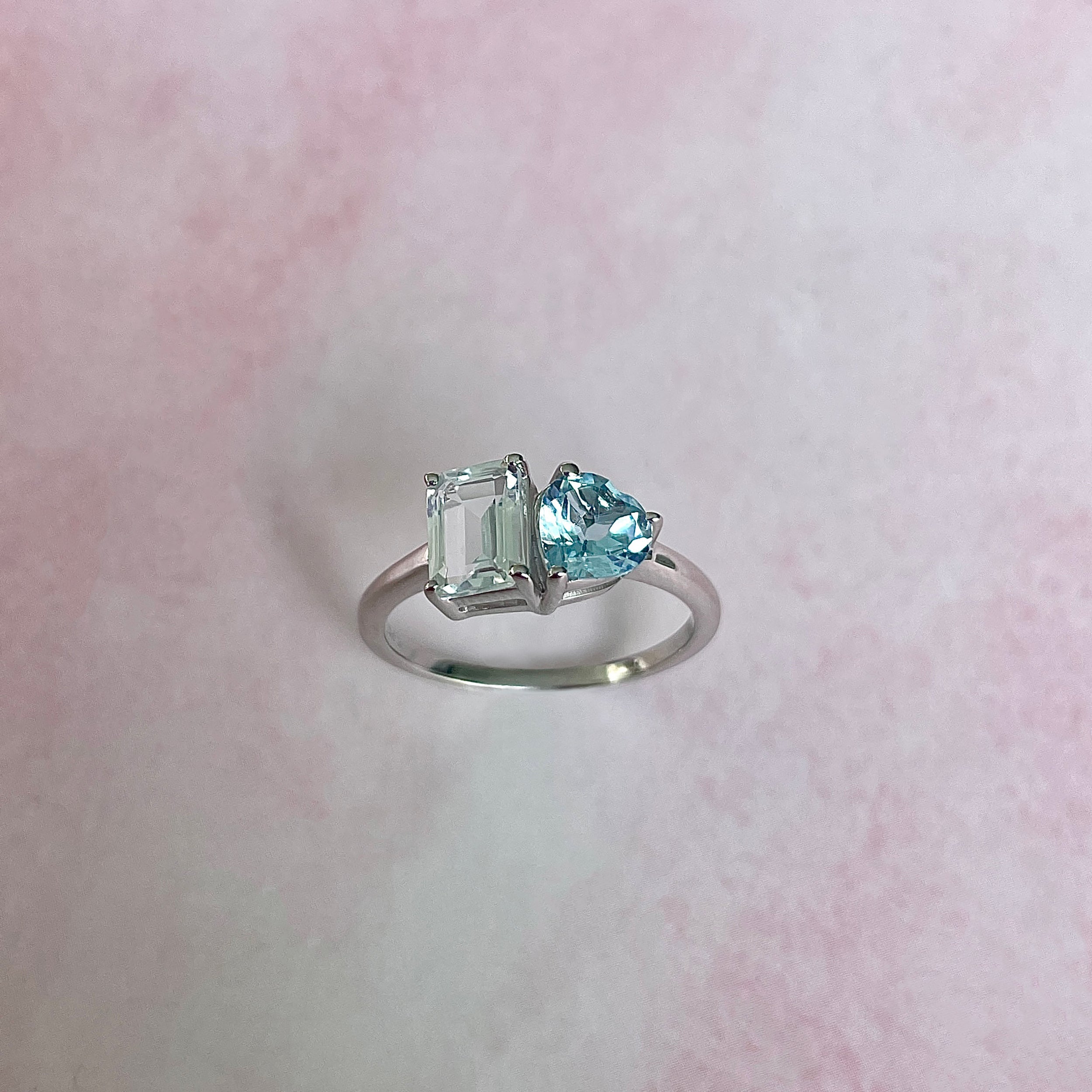 Blue Topaz & White Topaz Ring-(BTZ-SR-3549.)
