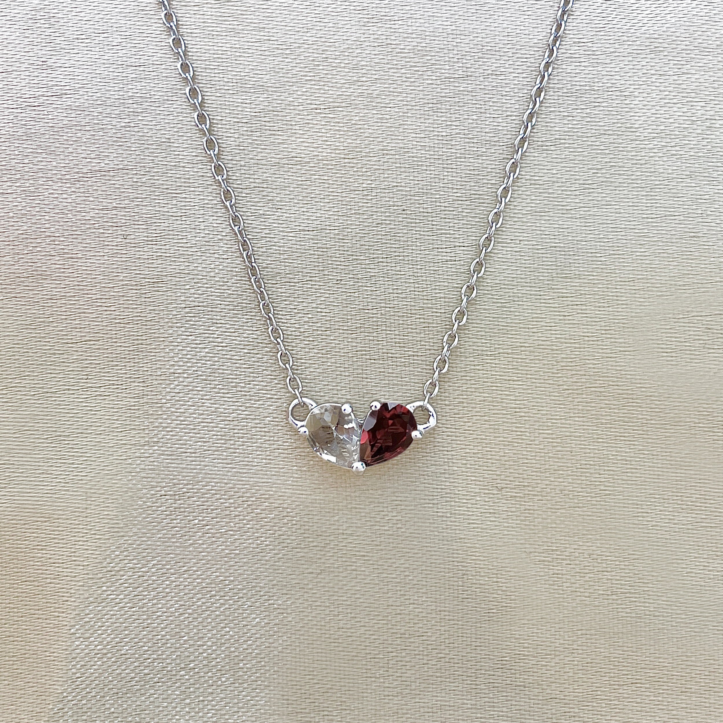Garnet & White Topaz Necklace-(GAR-SN-584.)