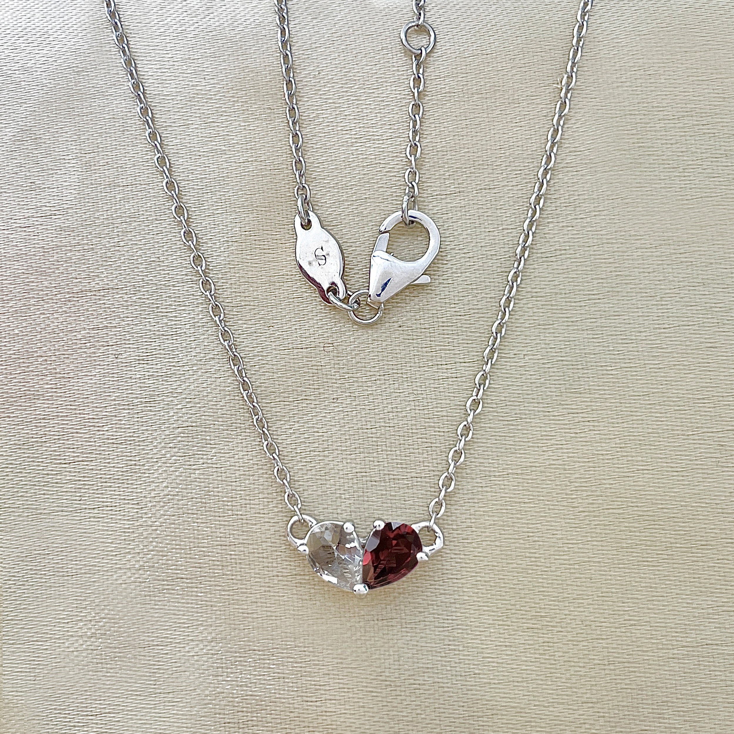 Garnet & White Topaz Necklace-(GAR-SN-584.)
