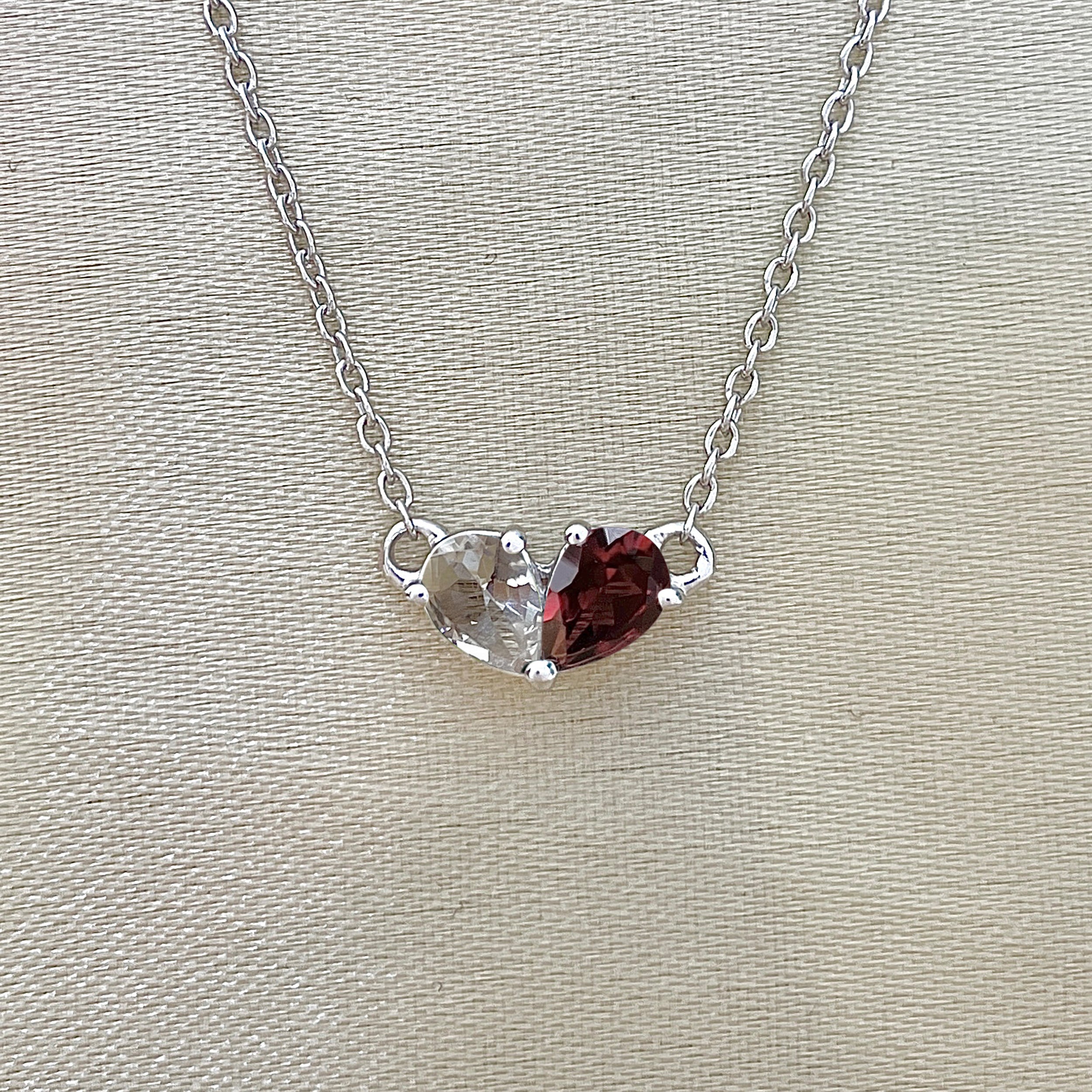 Garnet & White Topaz Necklace-(GAR-SN-584.)