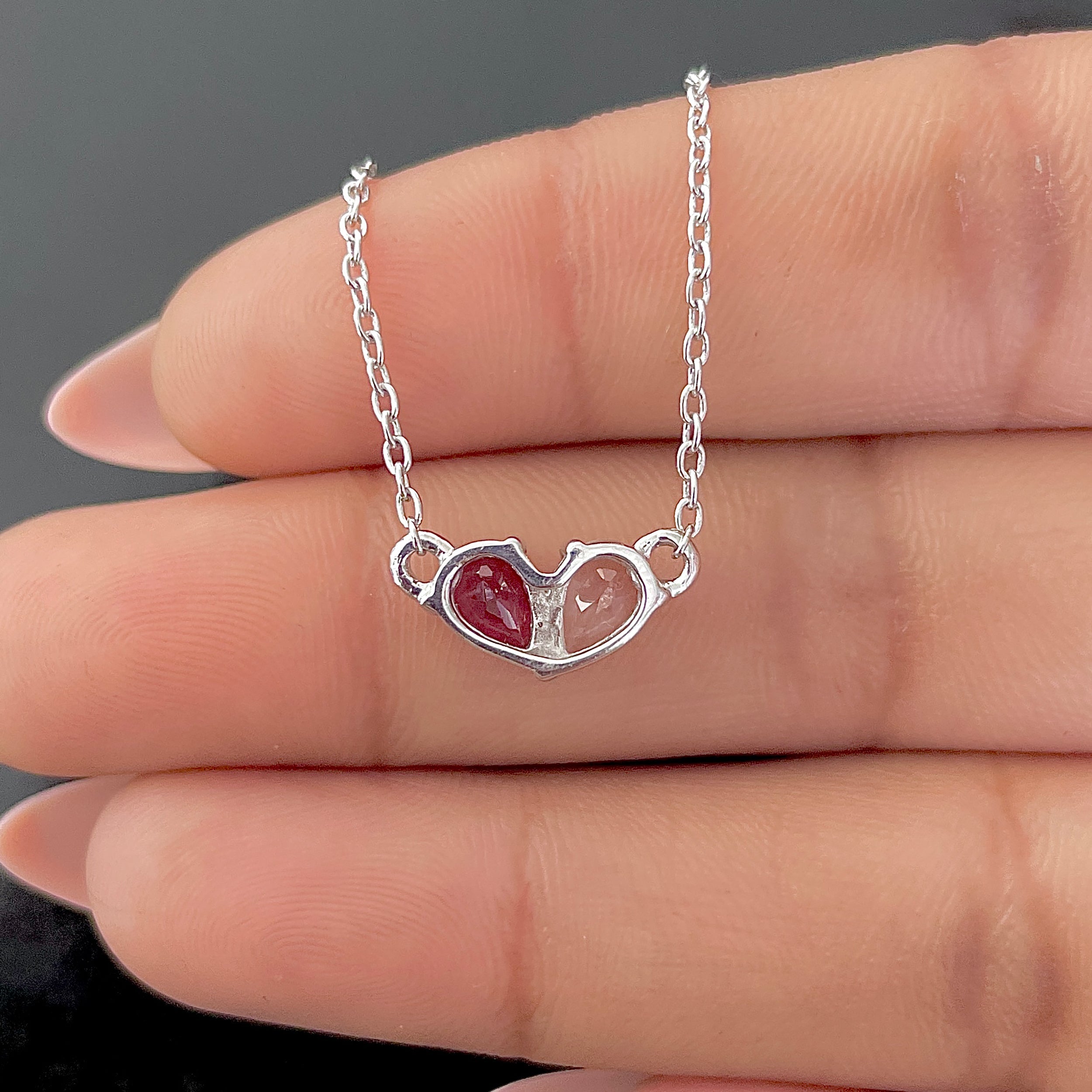 Garnet & White Topaz Necklace-(GAR-SN-584.)