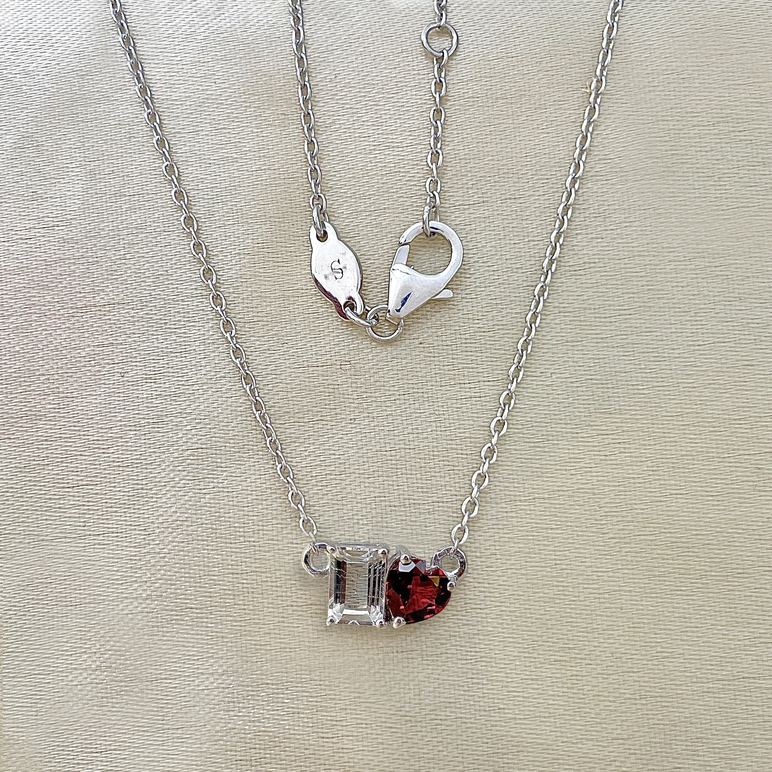 Garnet & White Topaz Necklace-(GAR-SN-586.)