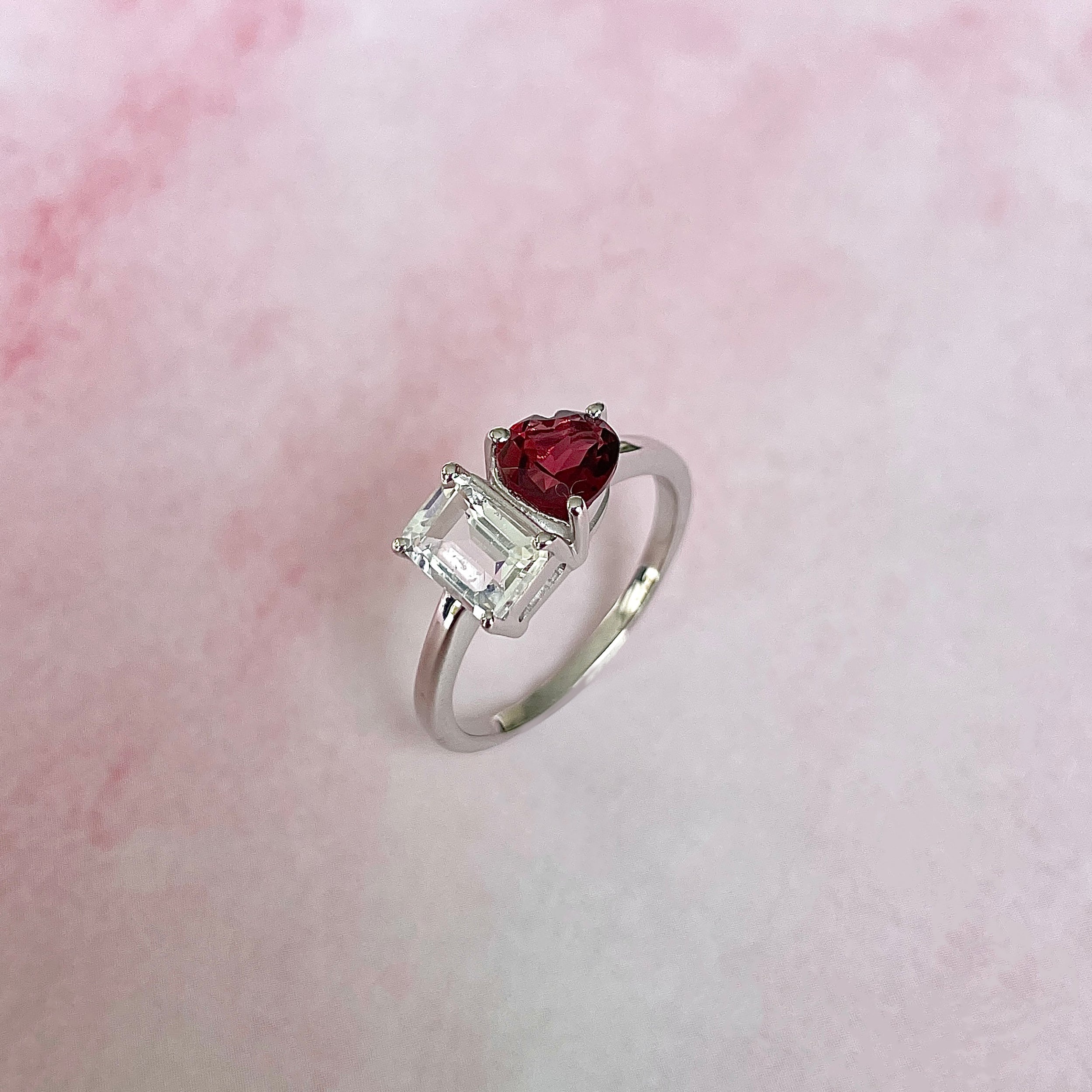 Garnet & White Topaz Ring-(GAR-SR-3549.)