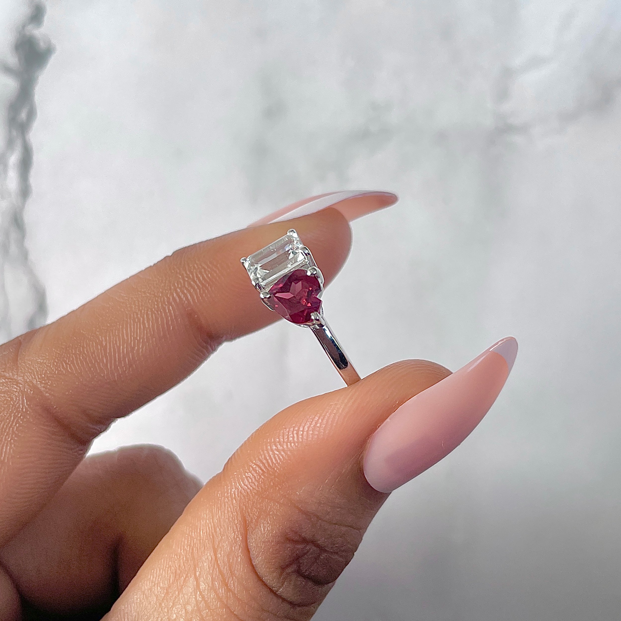 Garnet & White Topaz Ring-(GAR-SR-3549.)