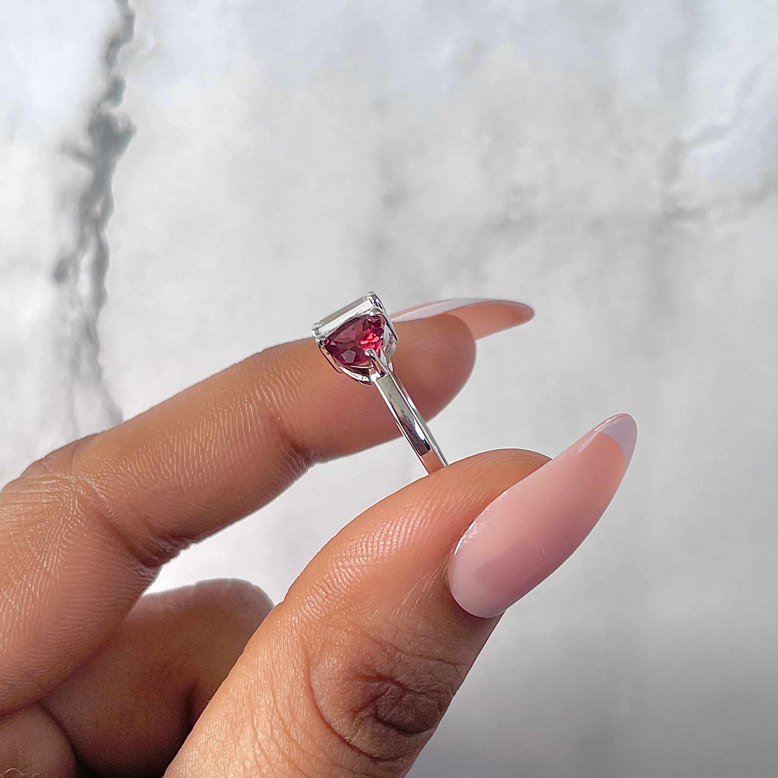 Garnet & White Topaz Ring-(GAR-SR-3549.)