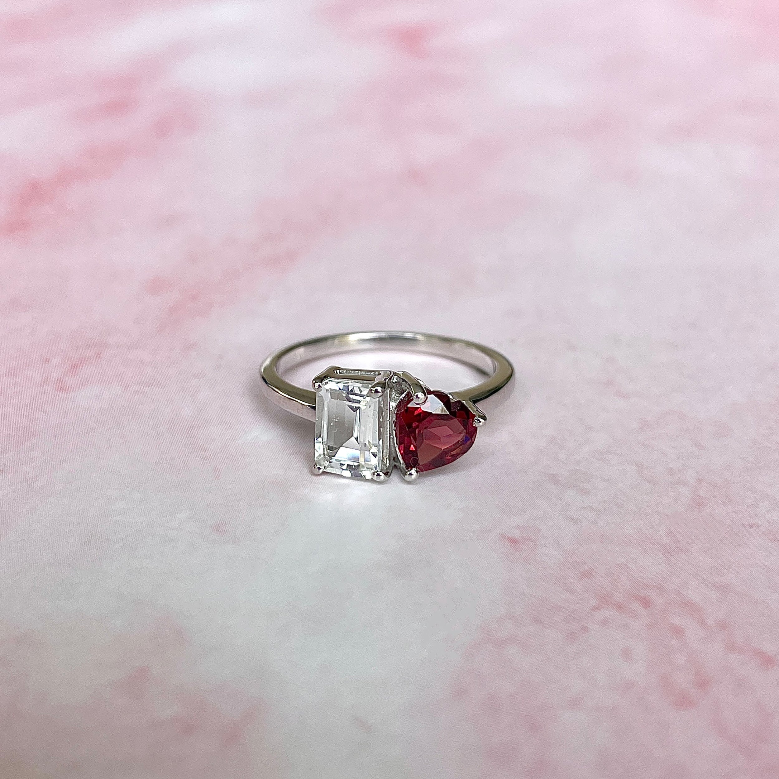 Garnet & White Topaz Ring-(GAR-SR-3549.)