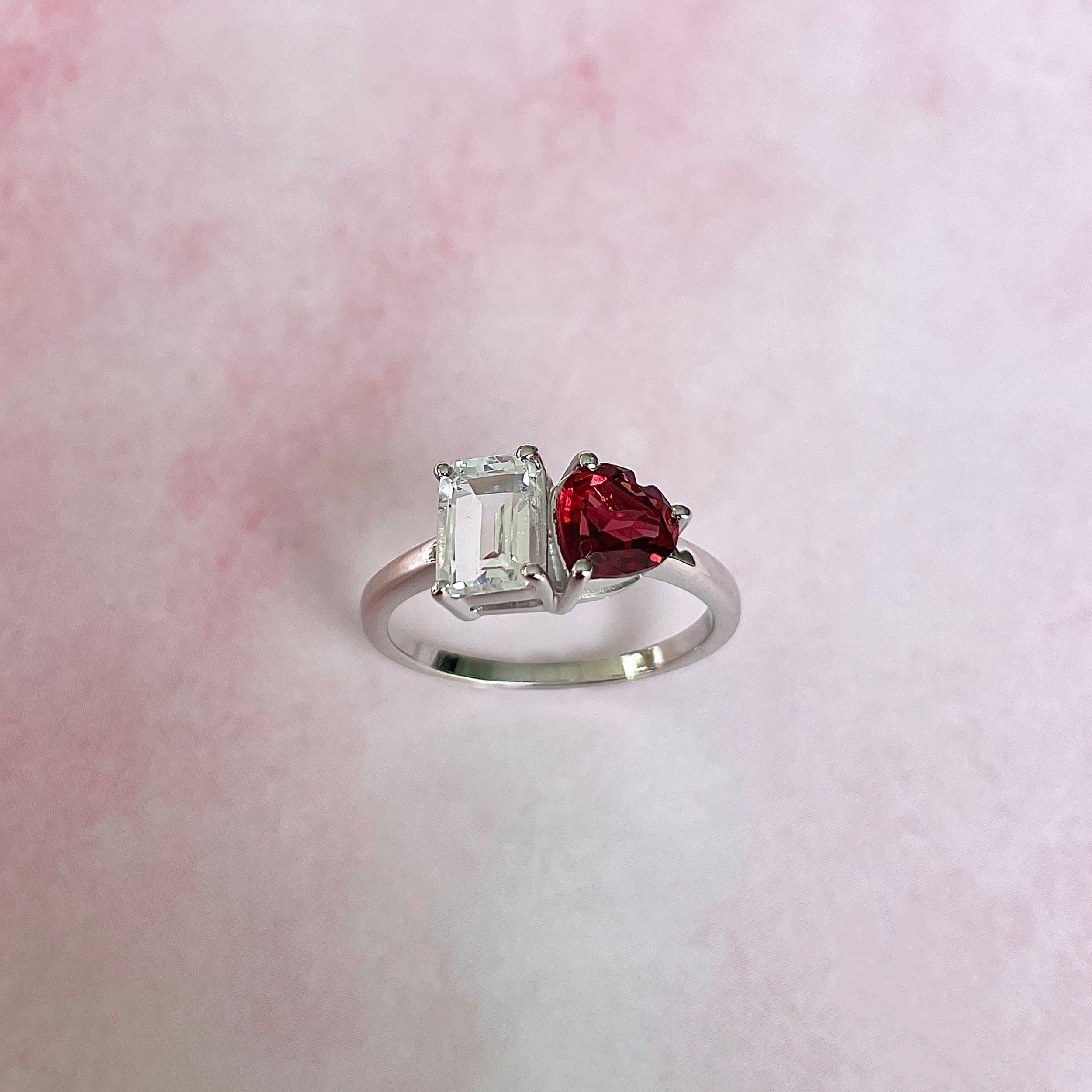 Garnet & White Topaz Ring-(GAR-SR-3549.)