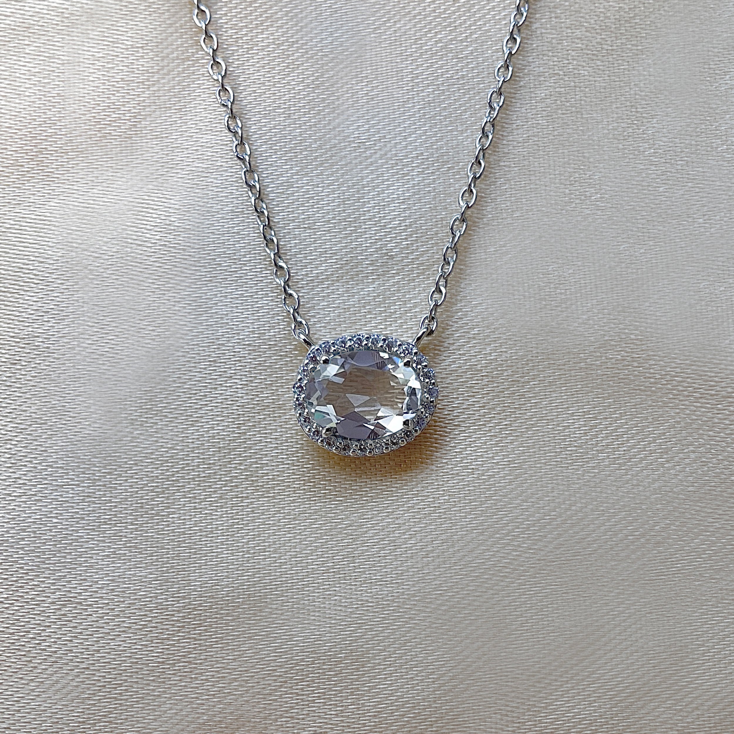 Crystal & White Topaz Necklace-(CST-RN-85.)