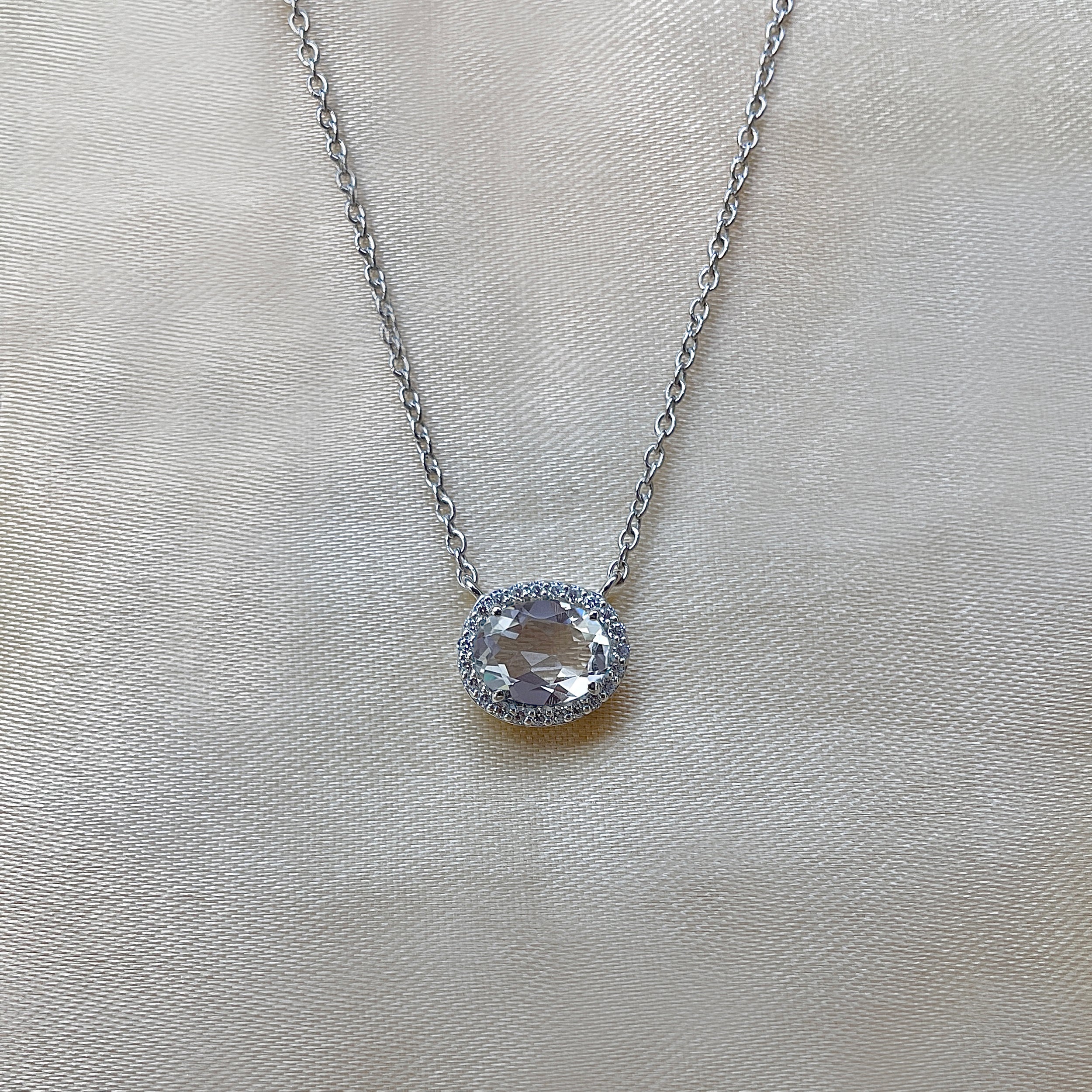 Crystal & White Topaz Necklace-(CST-SN-85.)