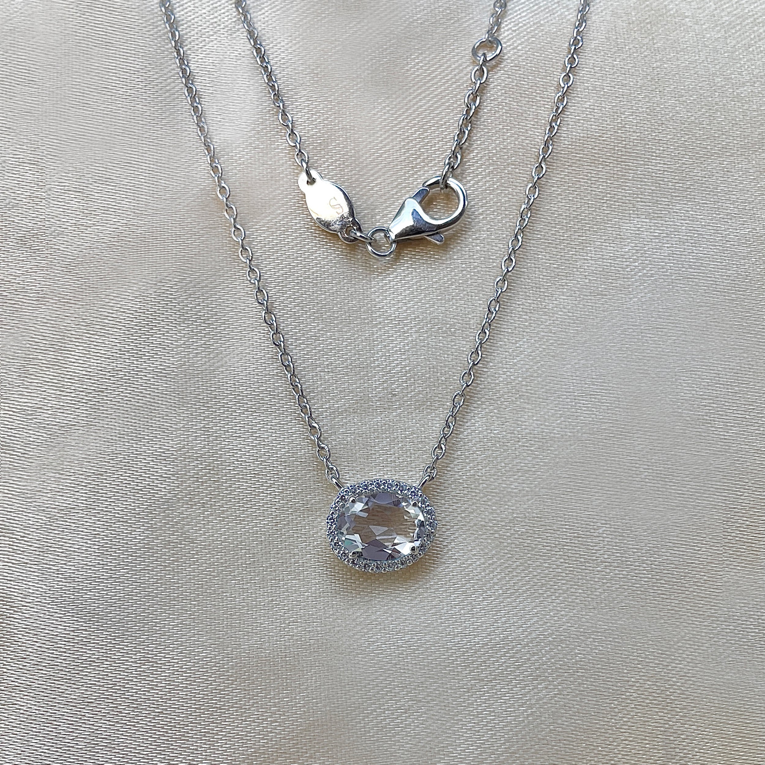 Crystal & White Topaz Necklace-(CST-SN-85.)