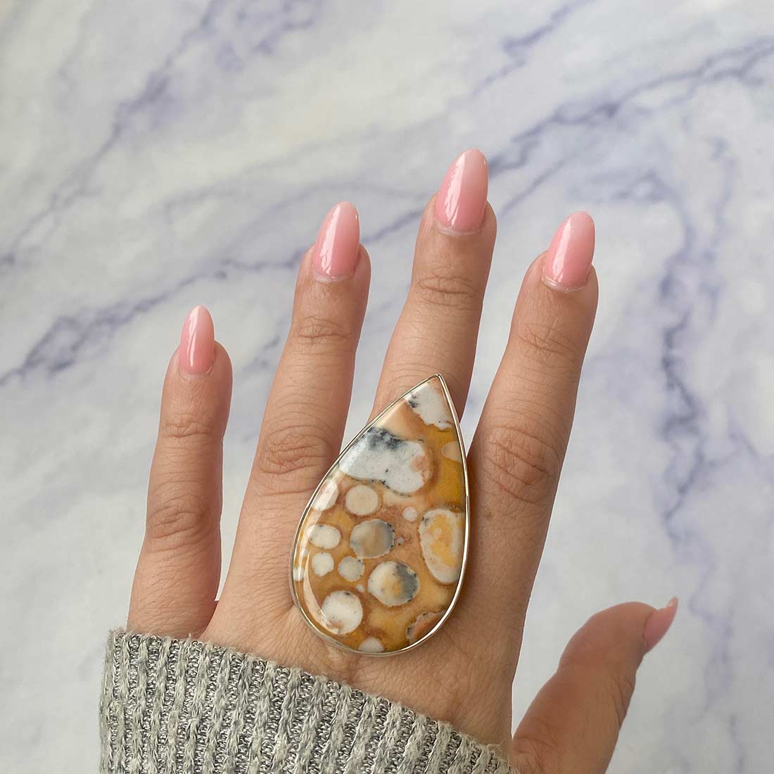 Deerfawn Jasper Adjustable Ring-(DFJ-R-38.)