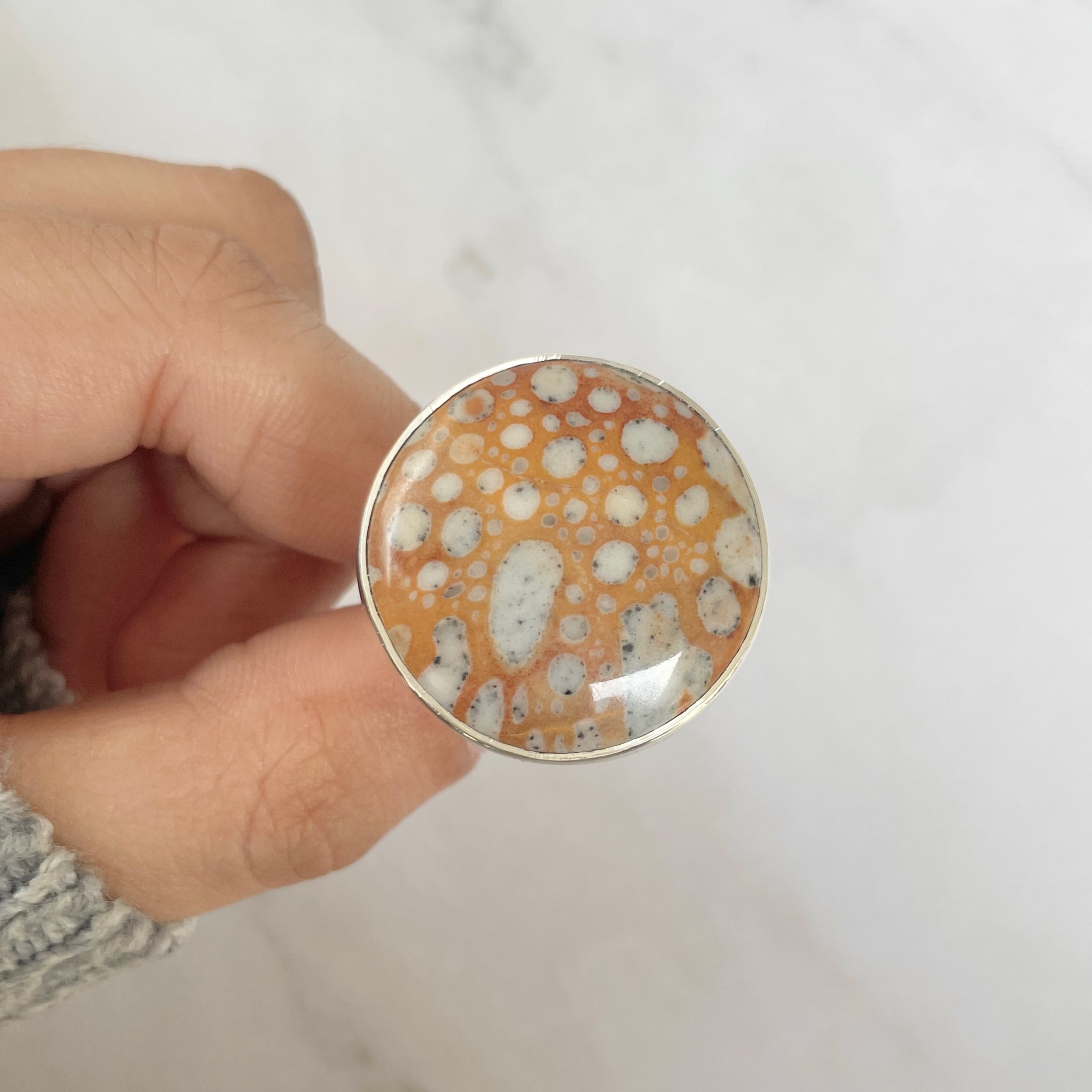 Deerfawn Jasper Adjustable Ring-(DFJ-R-53.)