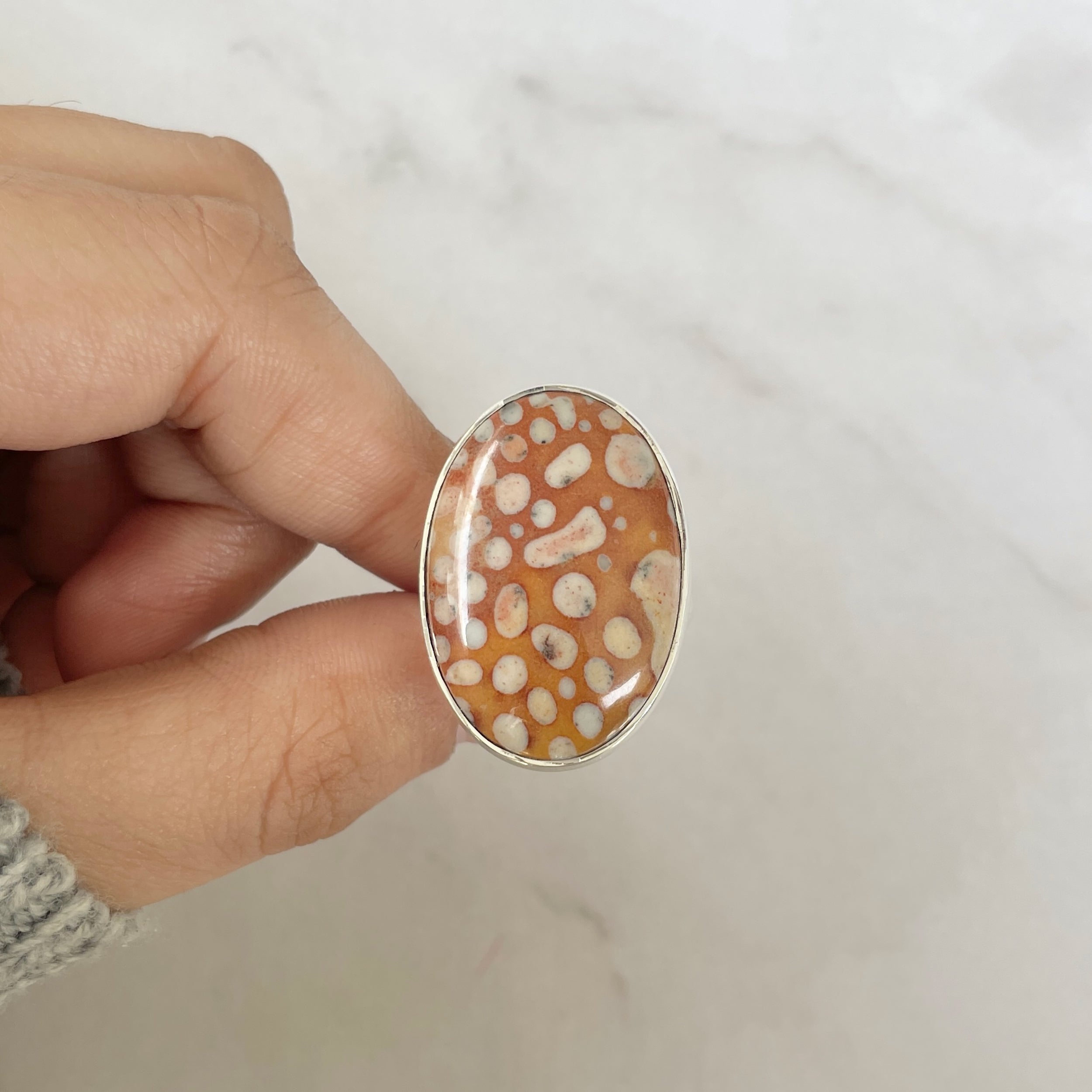 Deerfawn Jasper Adjustable Ring-(DFJ-R-54.)