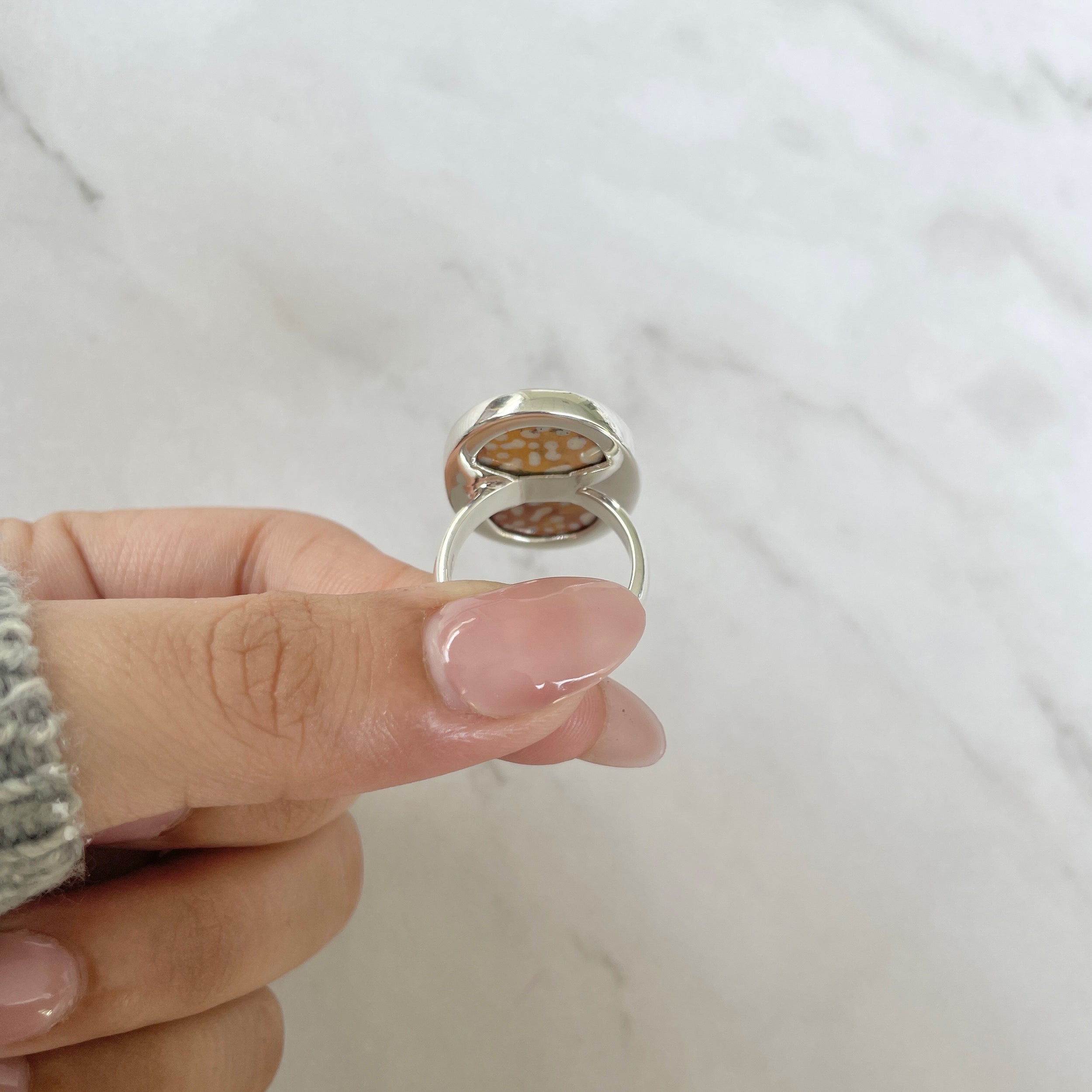 Deerfawn Jasper Adjustable Ring-(DFJ-R-55.)