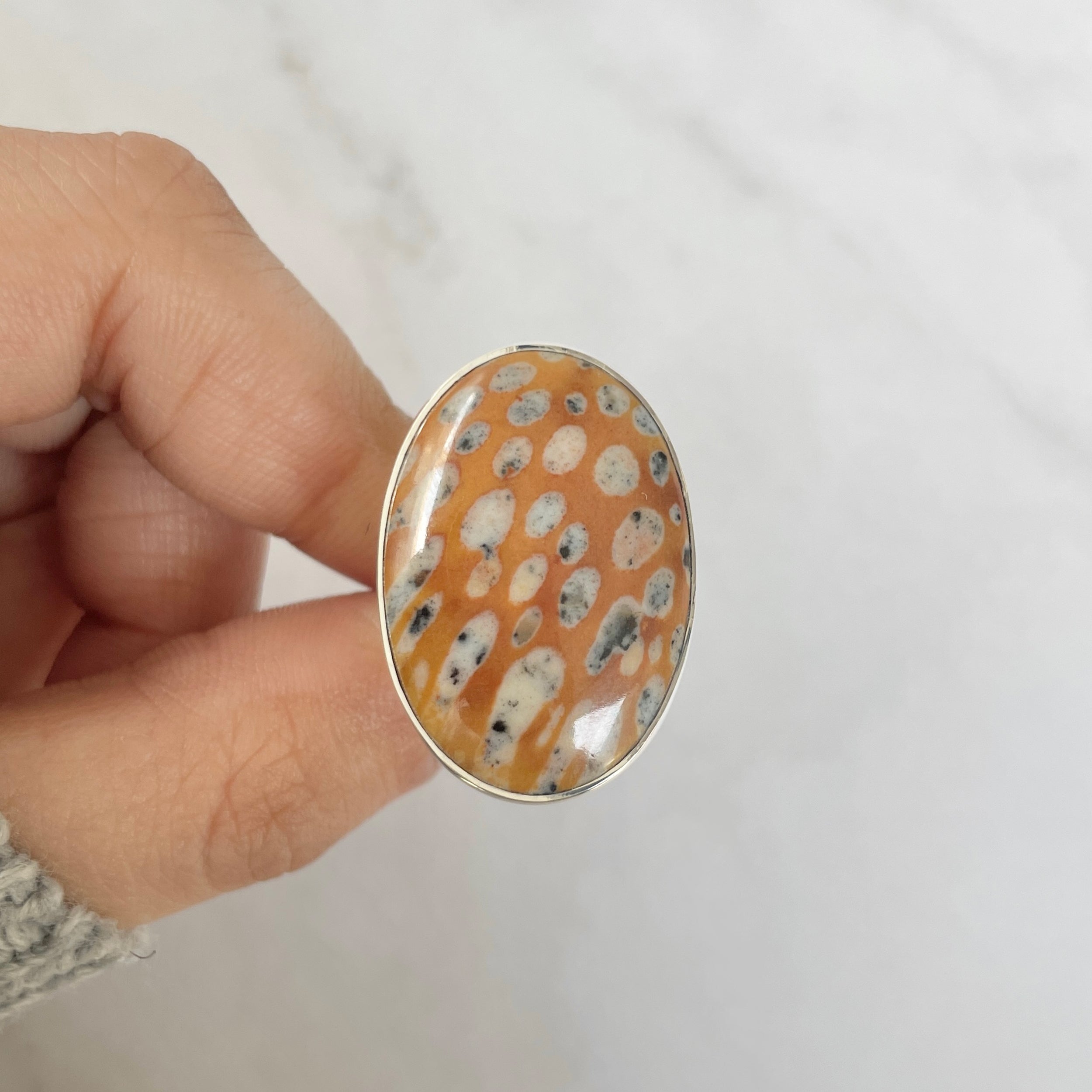 Deerfawn Jasper Adjustable Ring-(DFJ-R-55.)