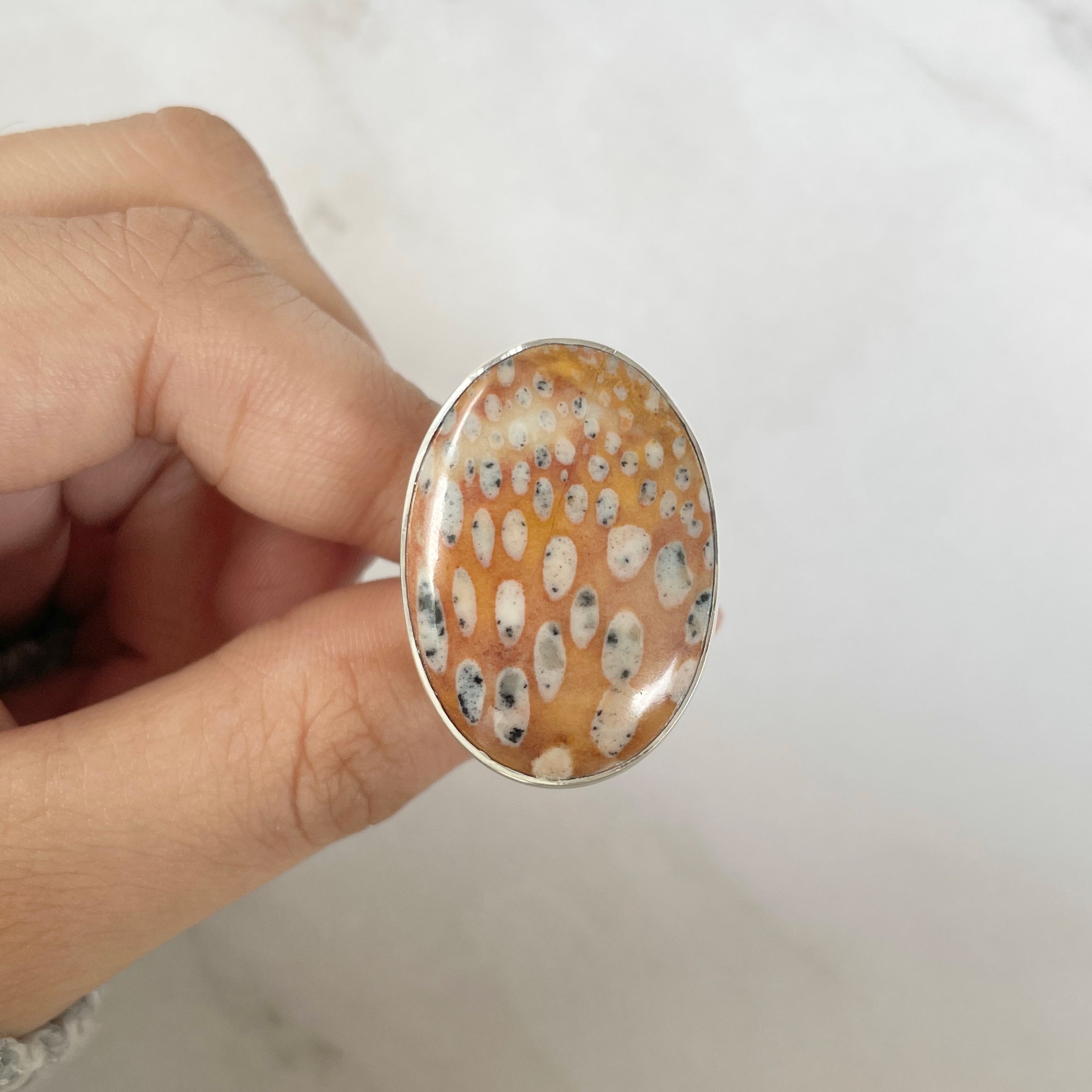 Deerfawn Jasper Adjustable Ring-(DFJ-R-57.)