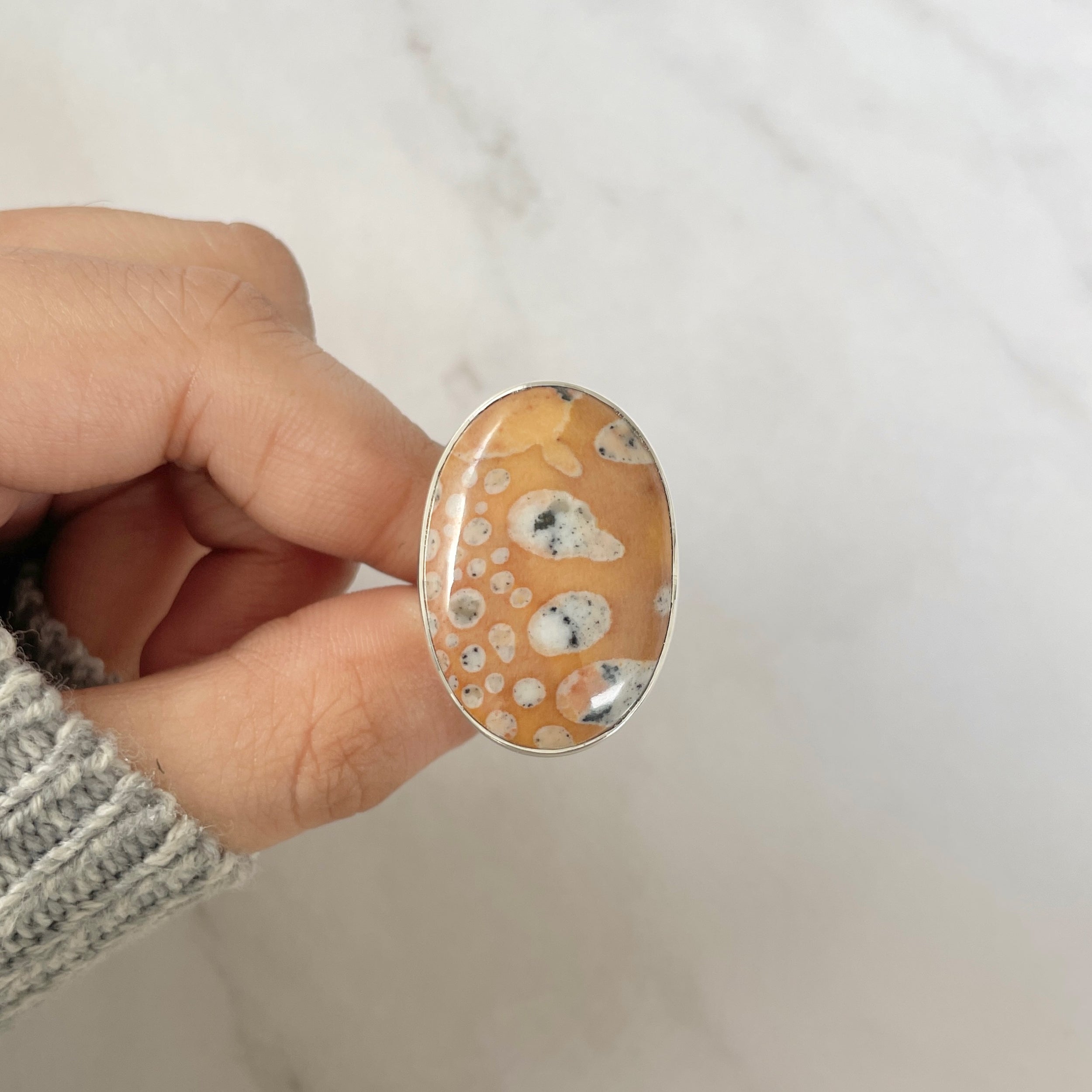 Deerfawn Jasper Adjustable Ring-(DFJ-R-58.)