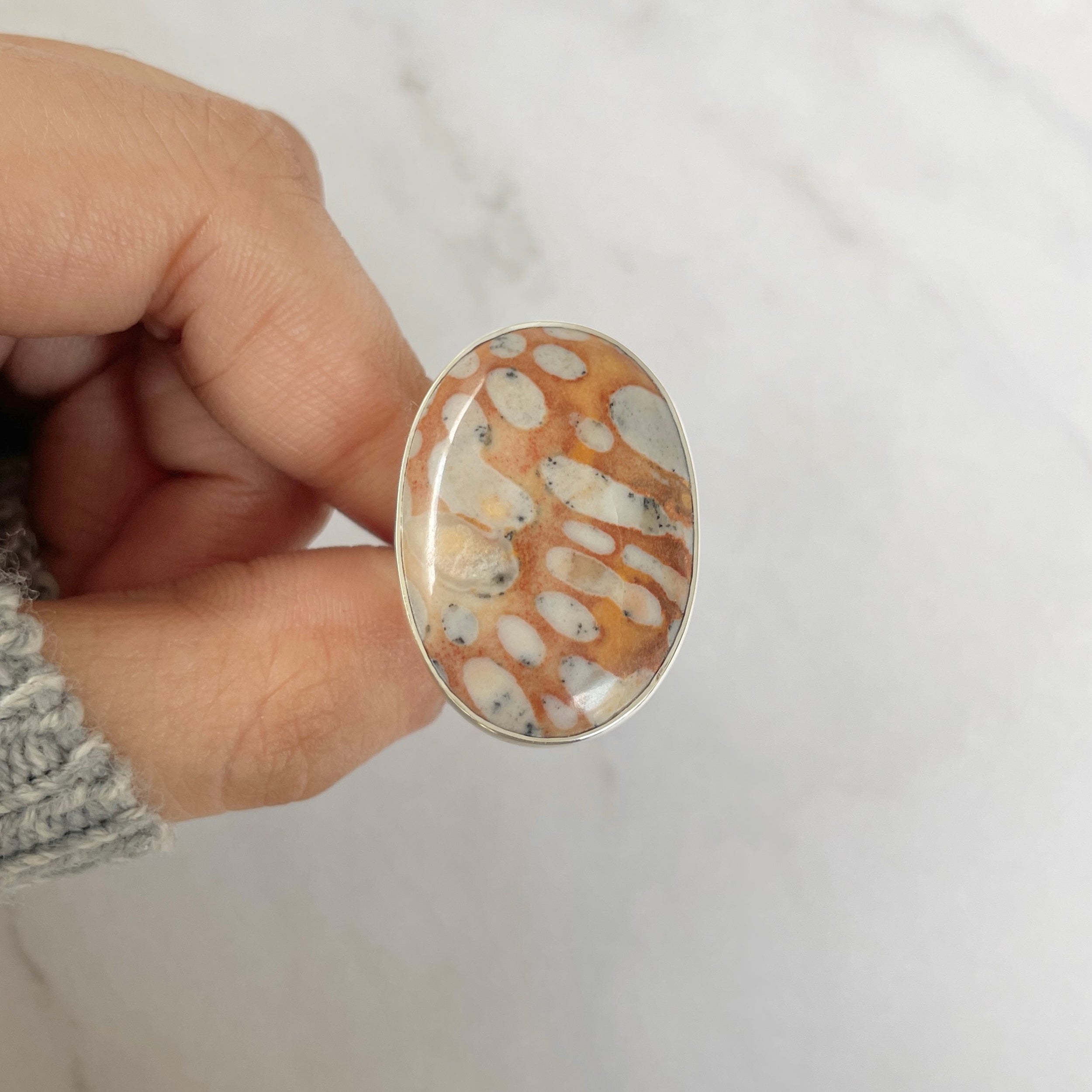 Deerfawn Jasper Adjustable Ring-(DFJ-R-62.)