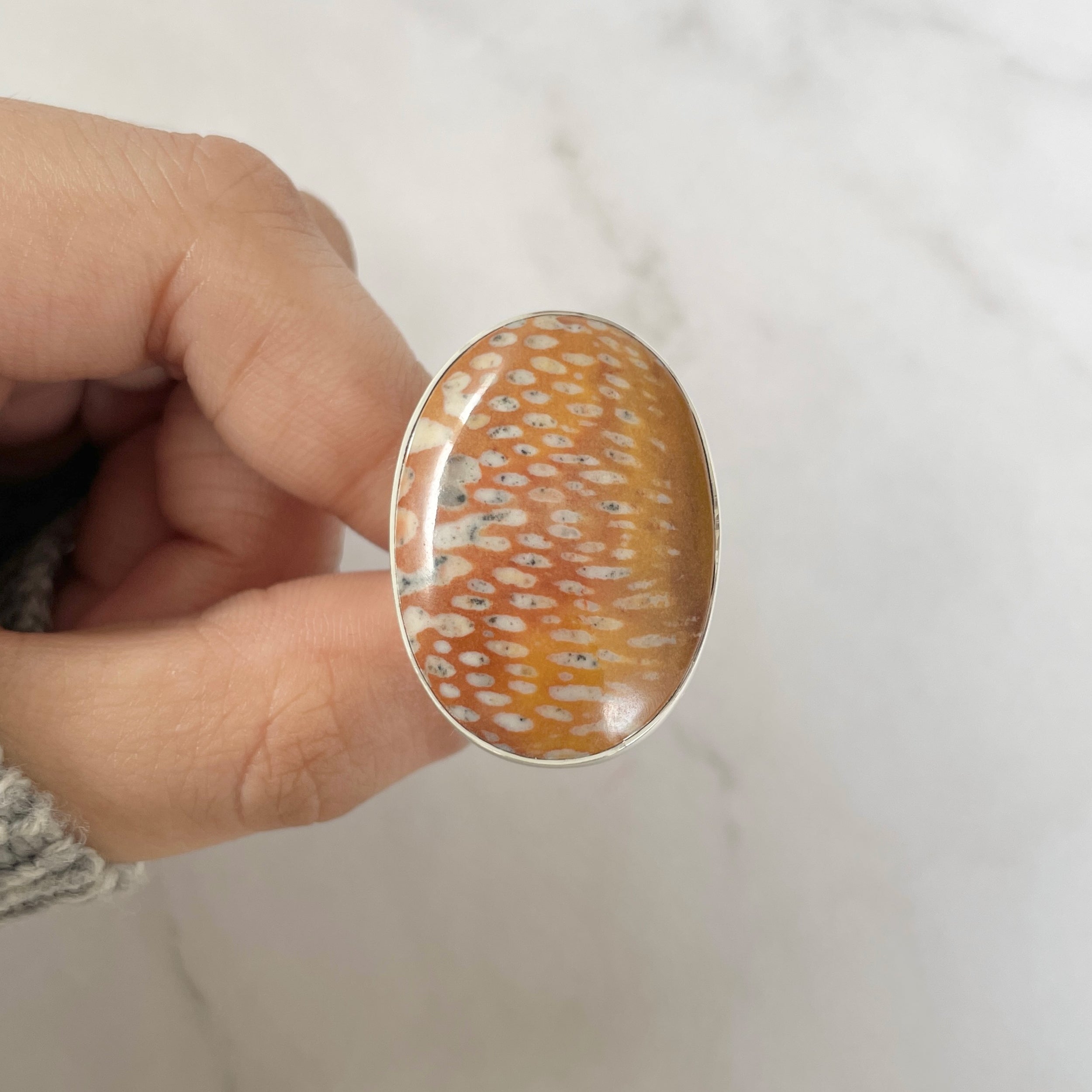 Deerfawn Jasper Adjustable Ring-(DFJ-R-63.)