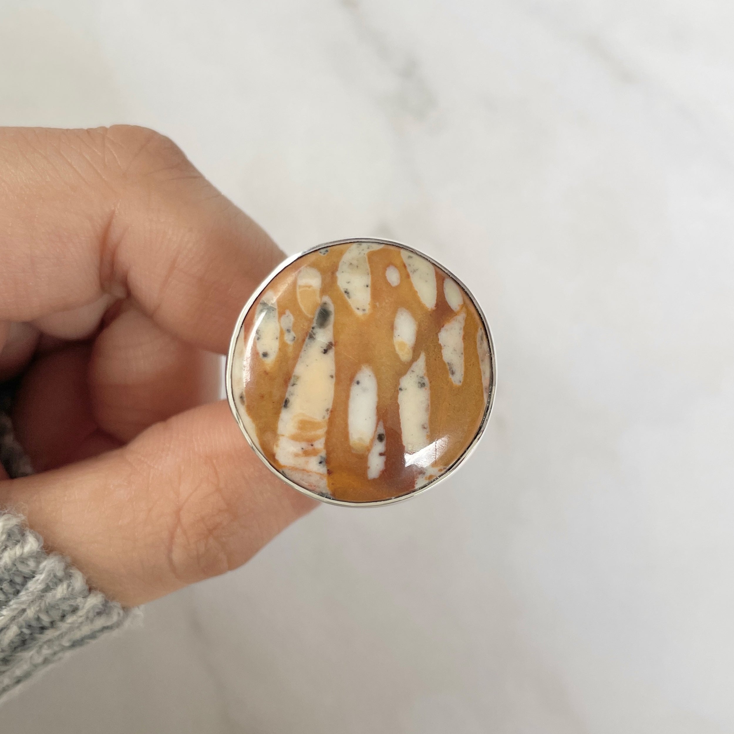 Deerfawn Jasper Adjustable Ring-(DFJ-R-66.)