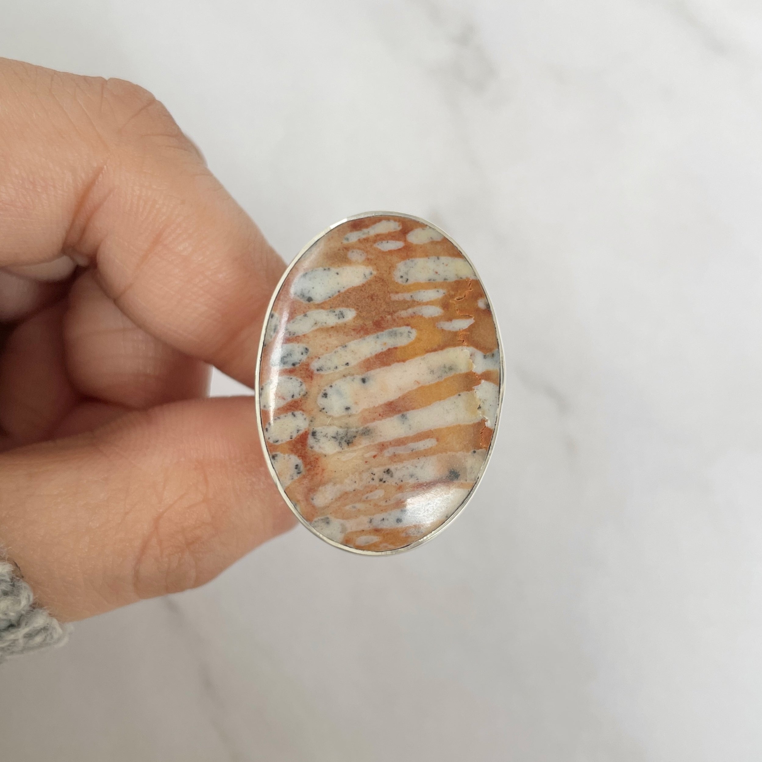 Deerfawn Jasper Adjustable Ring-(DFJ-R-70.)