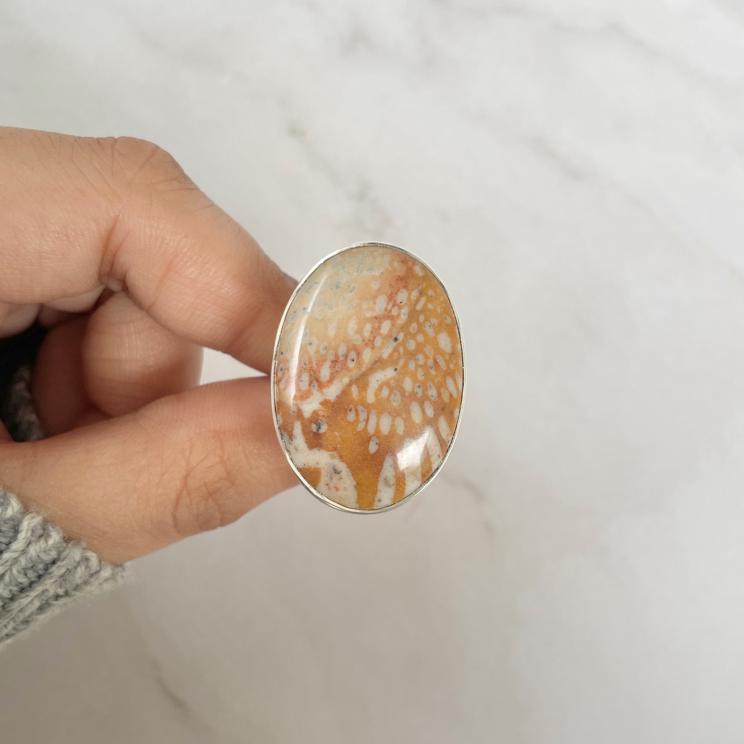 Deerfawn Jasper Adjustable Ring-(DFJ-R-71.)