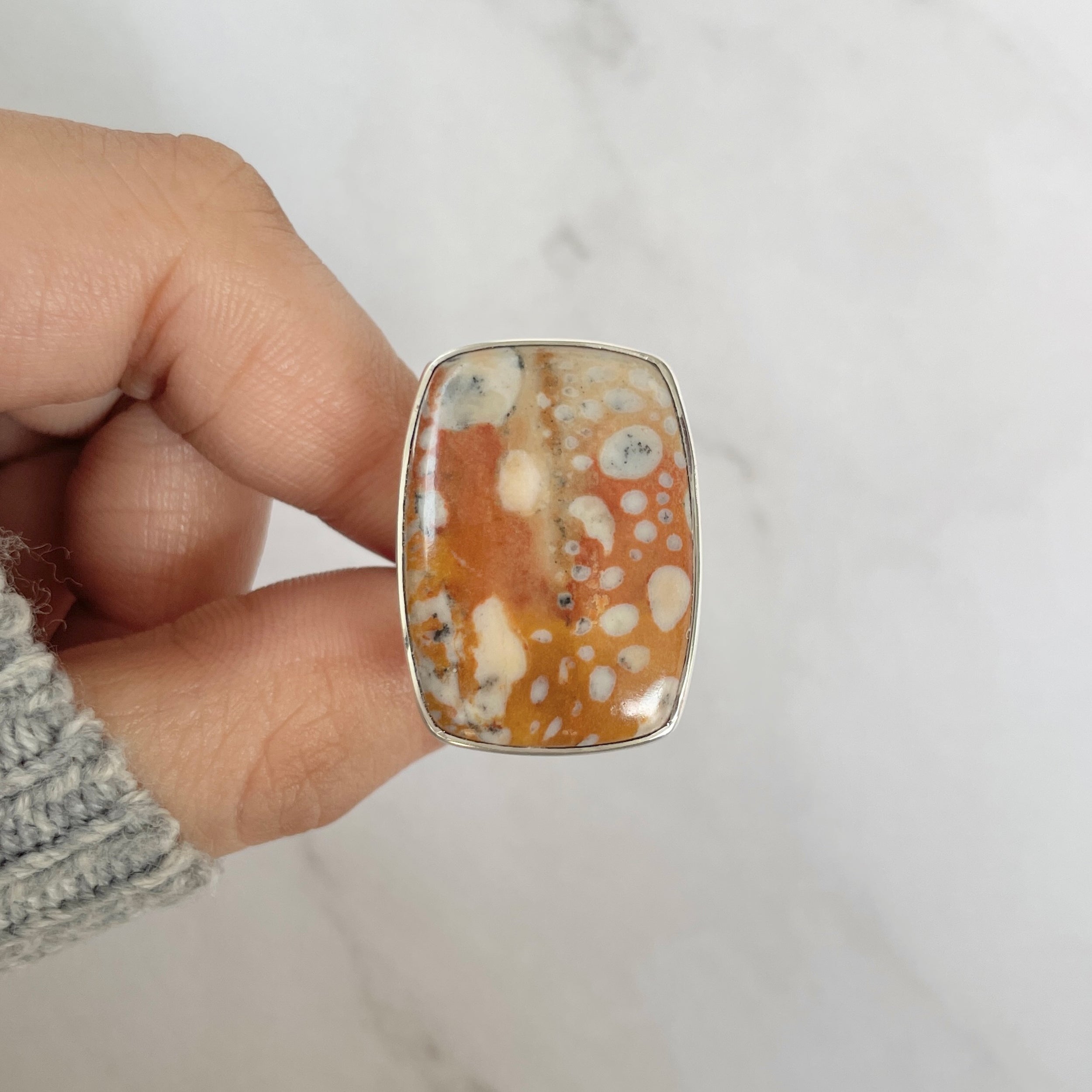 Deerfawn Jasper Adjustable Ring-(DFJ-R-75.)