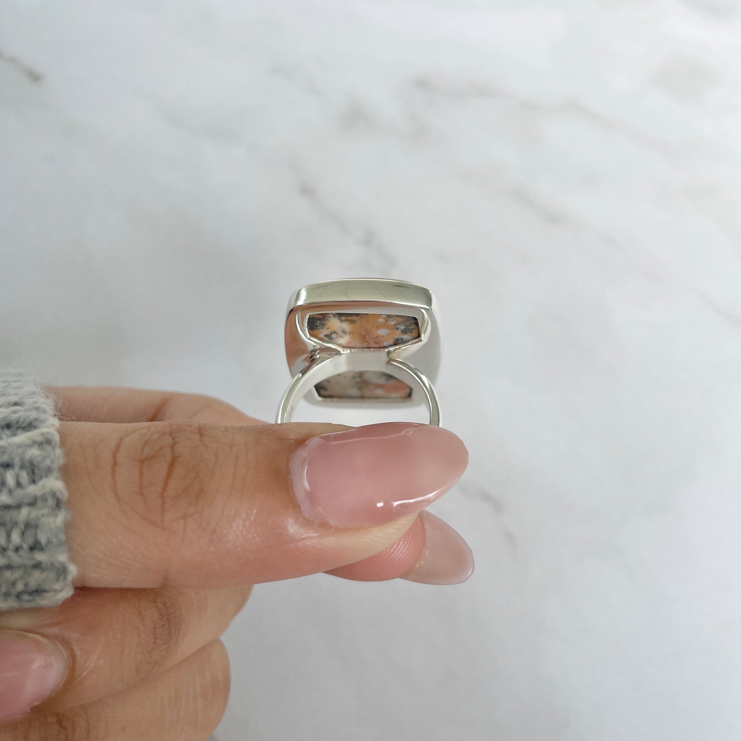 Deerfawn Jasper Adjustable Ring-(DFJ-R-75.)