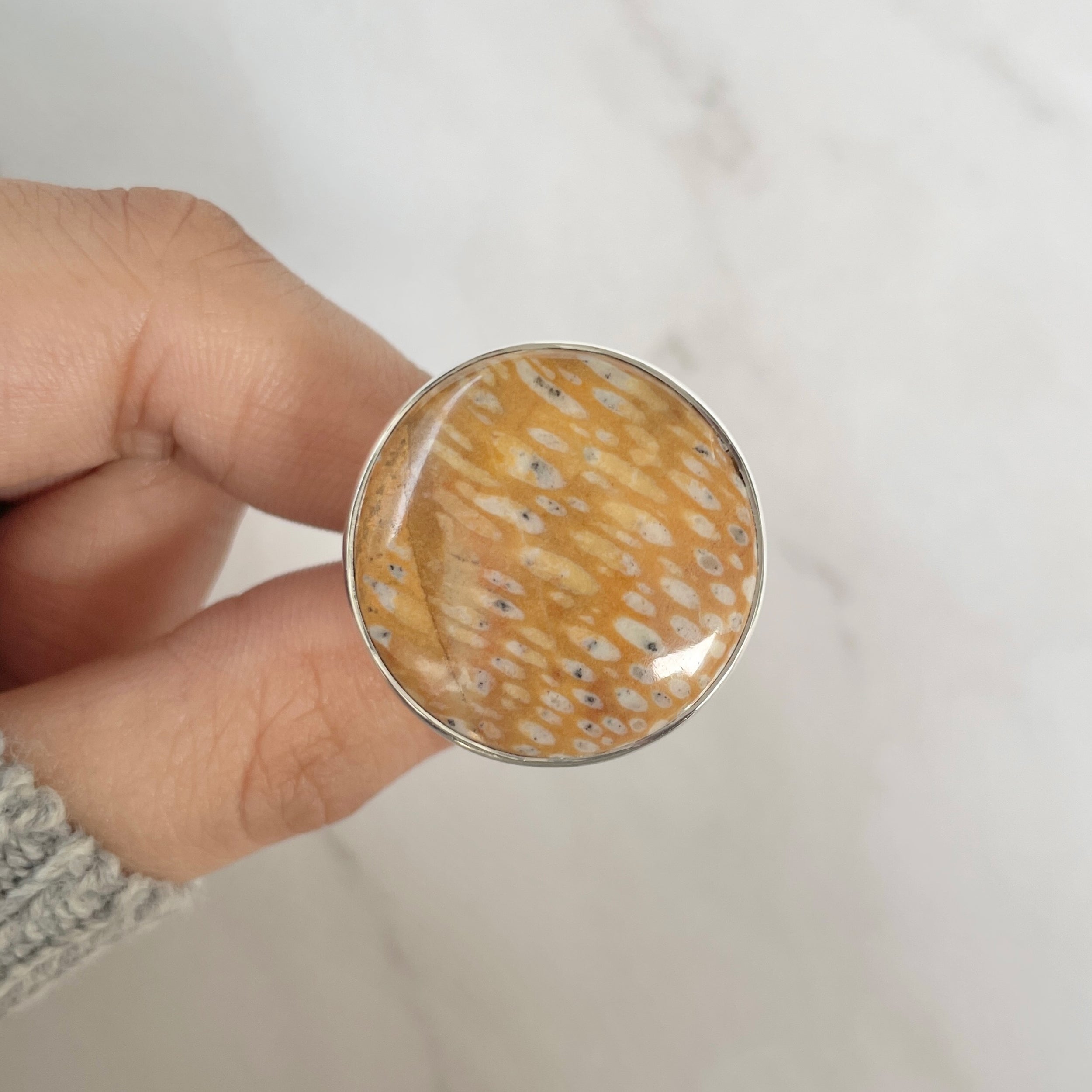 Deerfawn Jasper Adjustable Ring-(DFJ-R-77.)