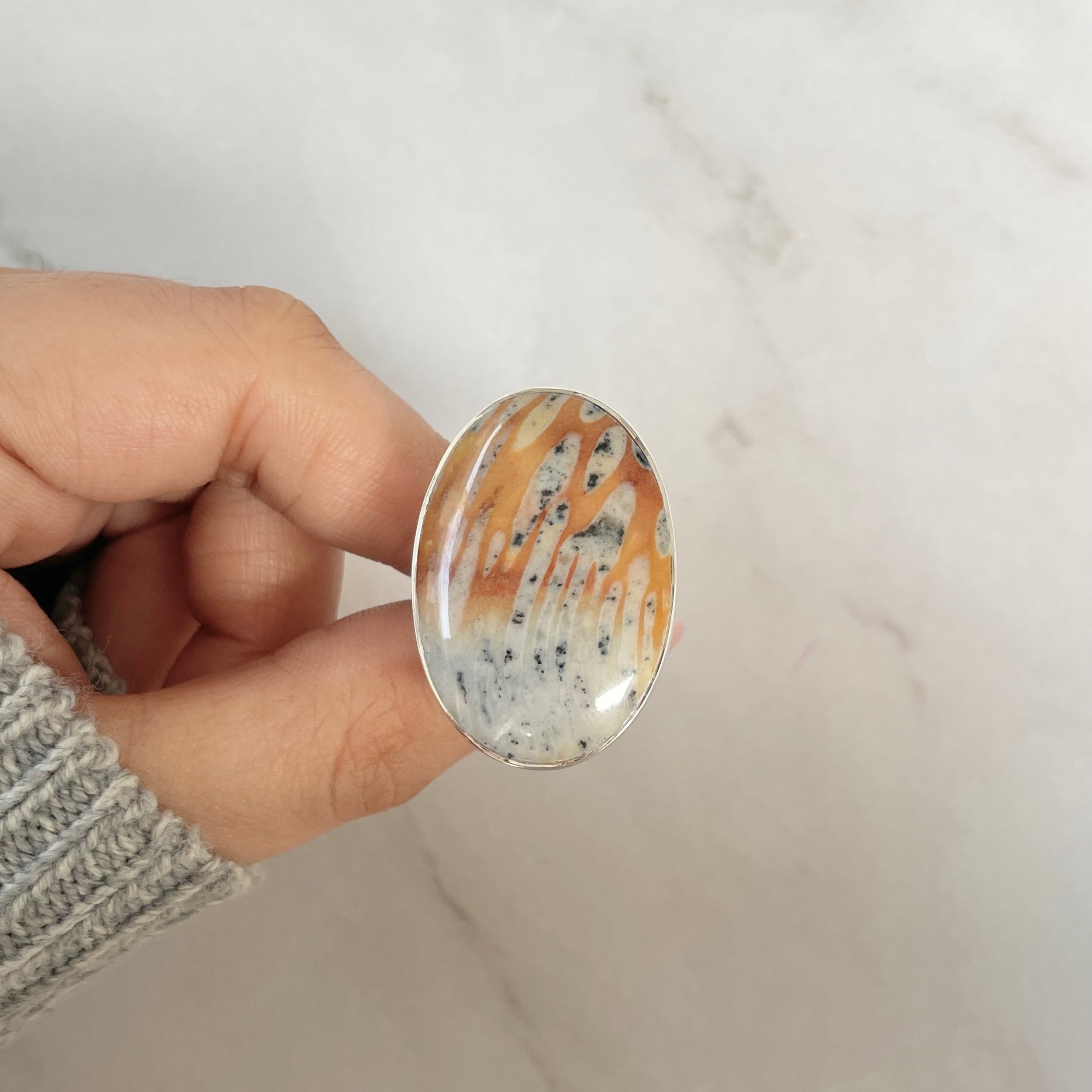 Deerfawn Jasper Adjustable Ring-(DFJ-R-79.)