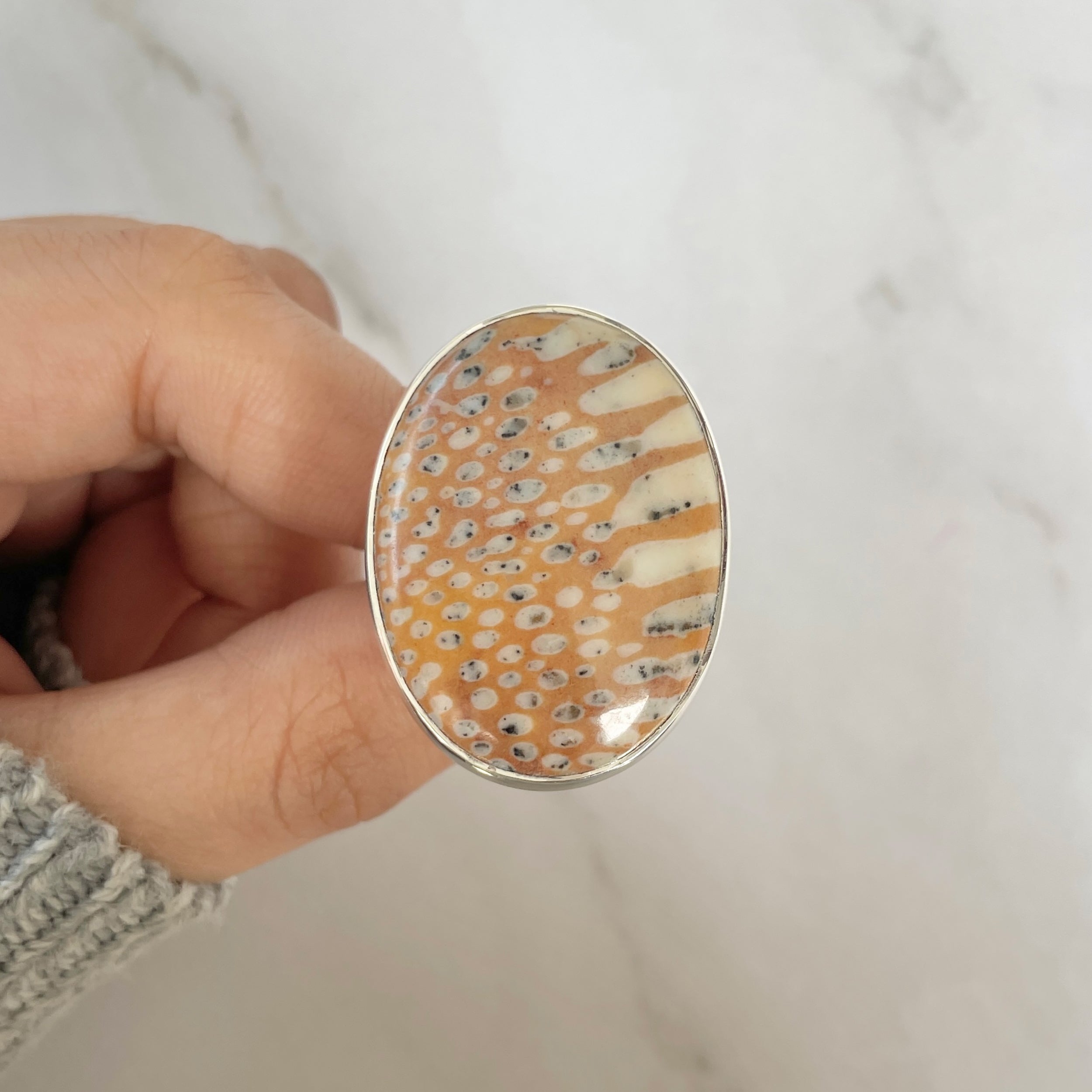 Deerfawn Jasper Adjustable Ring-(DFJ-R-80.)