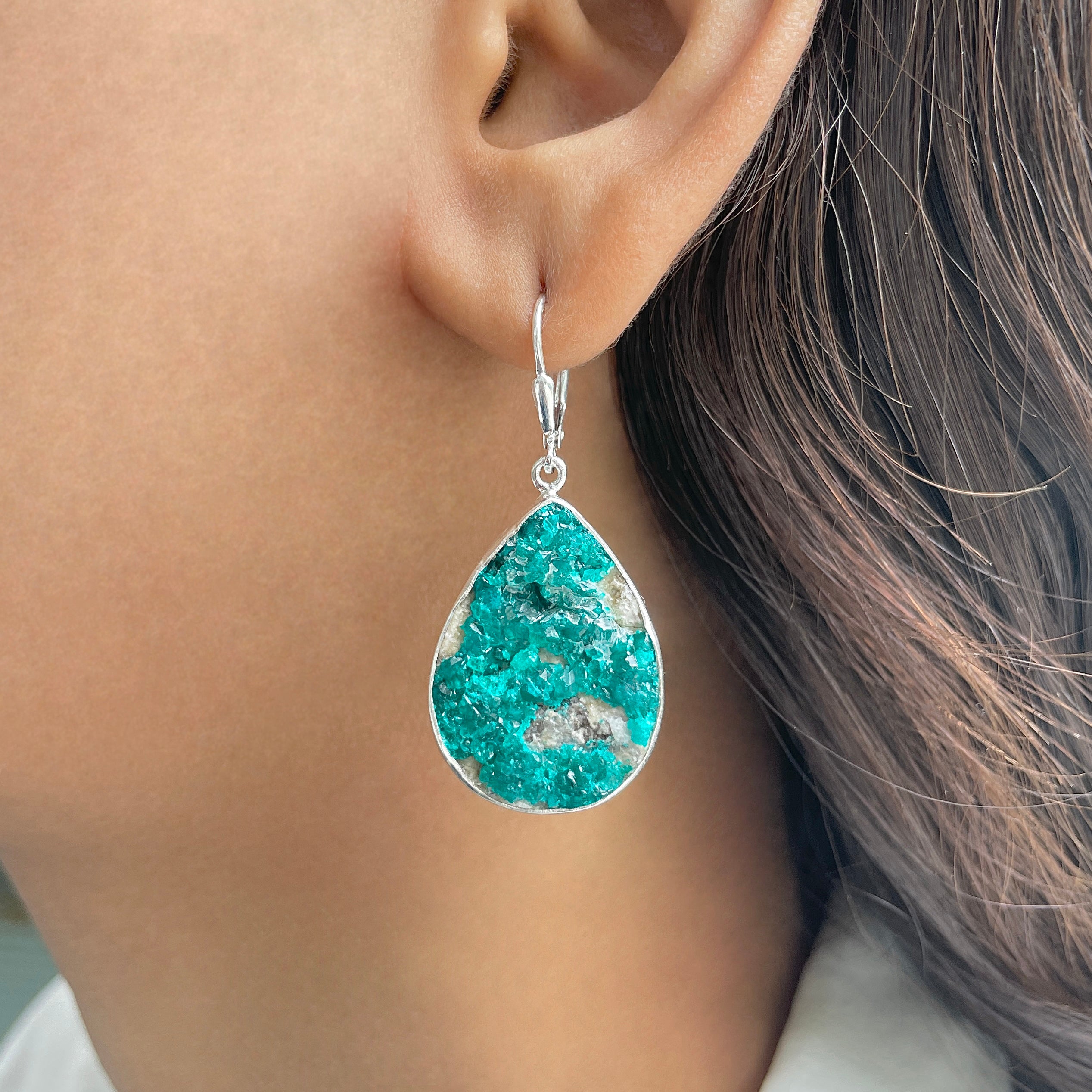 Dioptase Druzy Earring-(DPT-E-1.)