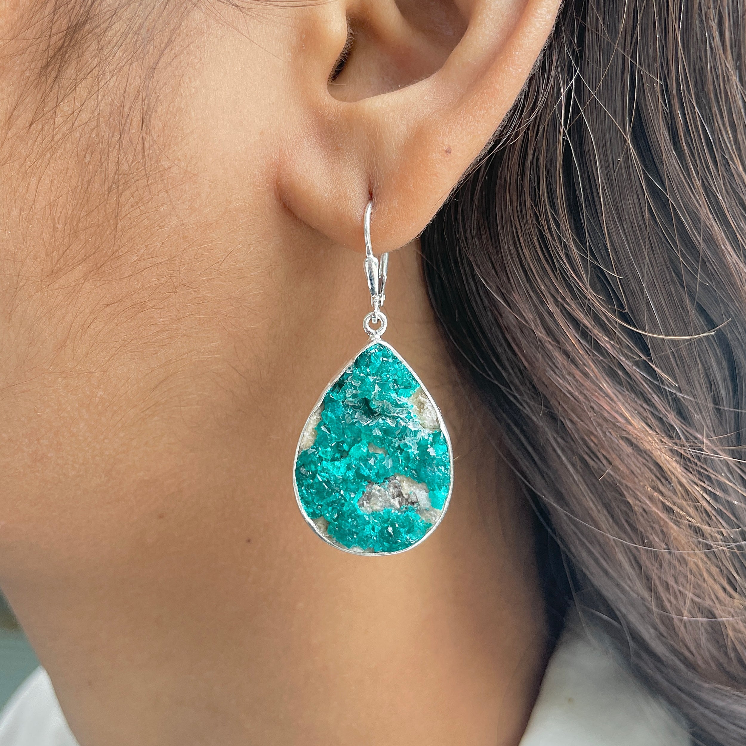 Dioptase Druzy Earring-(DPT-E-1.)