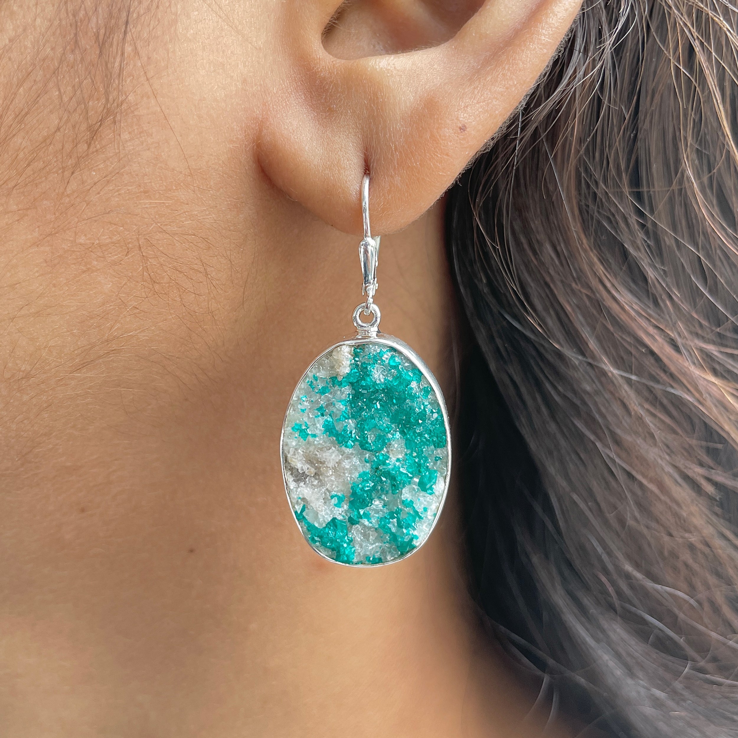 Dioptase Druzy Earring-(DPT-E-10.)