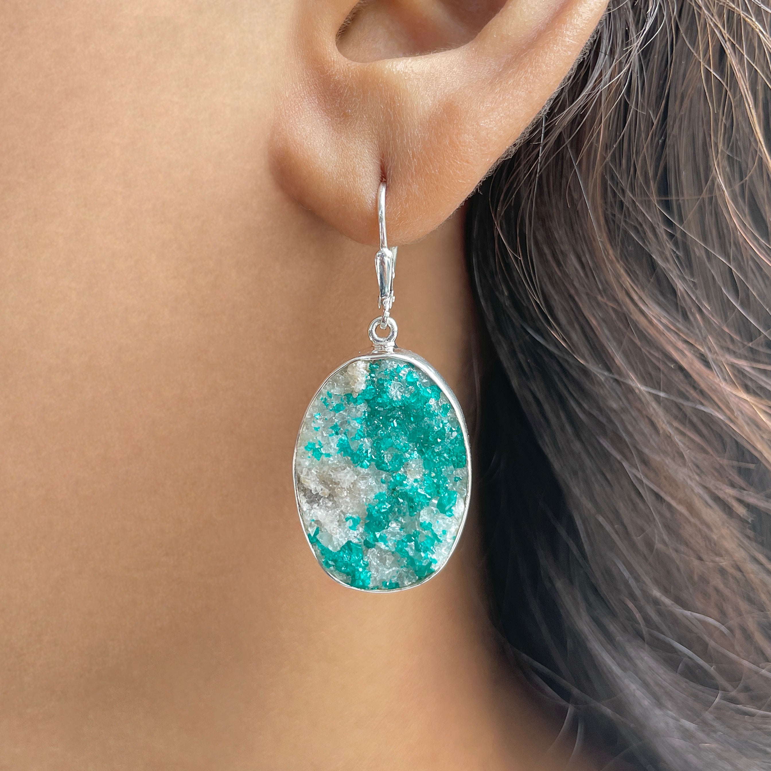 Dioptase Druzy Earring-(DPT-E-10.)