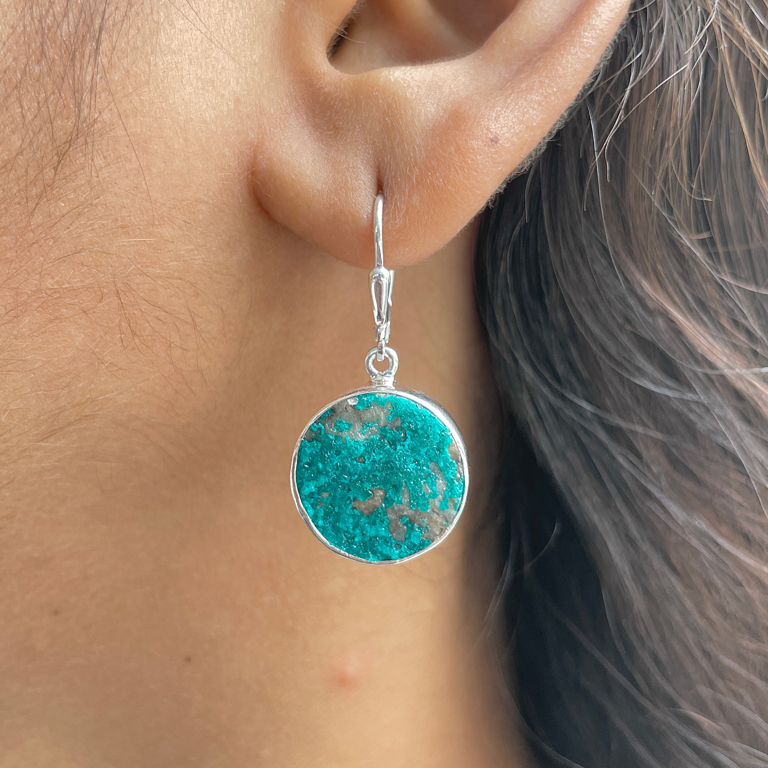 Dioptase Druzy Earring-(DPT-E-11.)