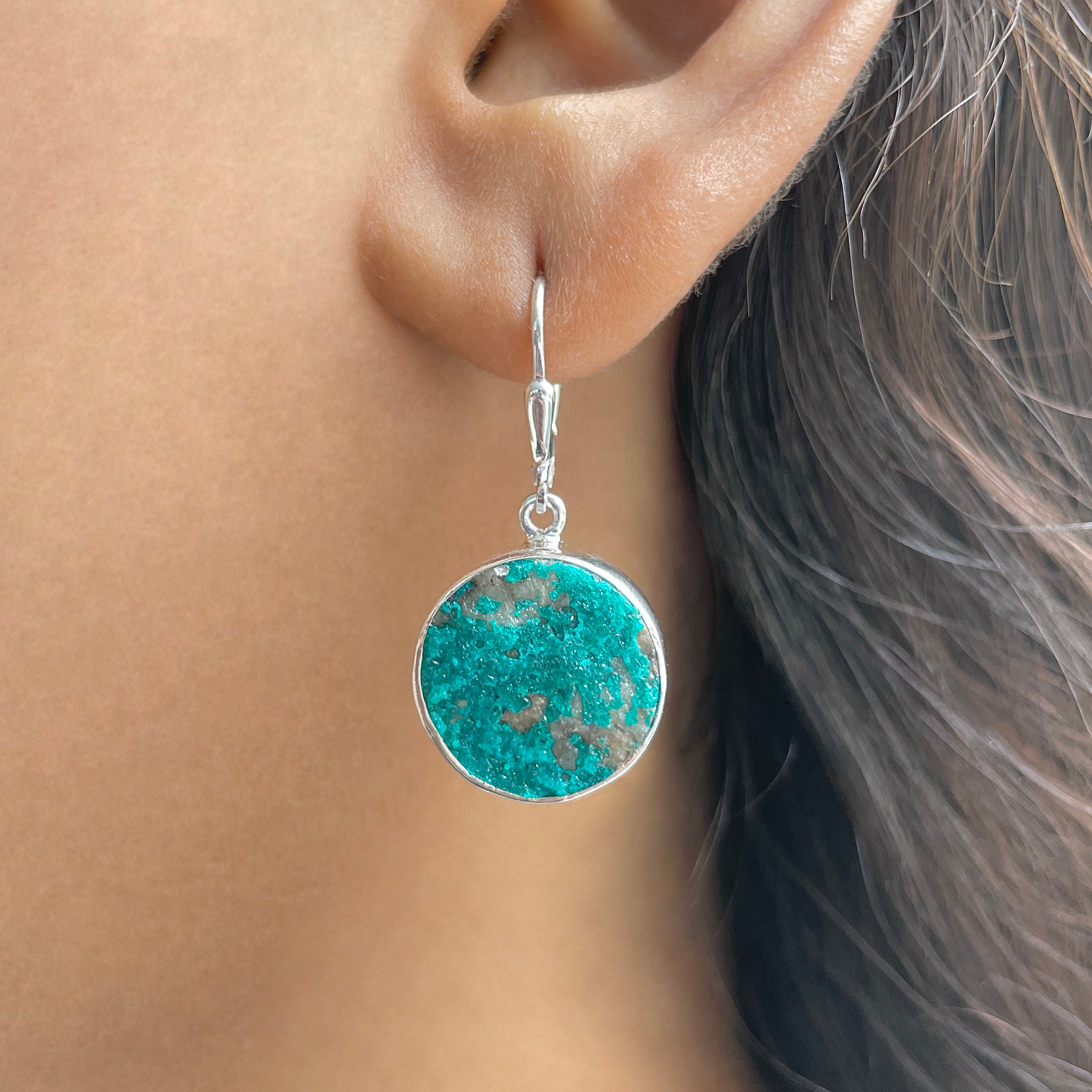 Dioptase Druzy Earring-(DPT-E-11.)